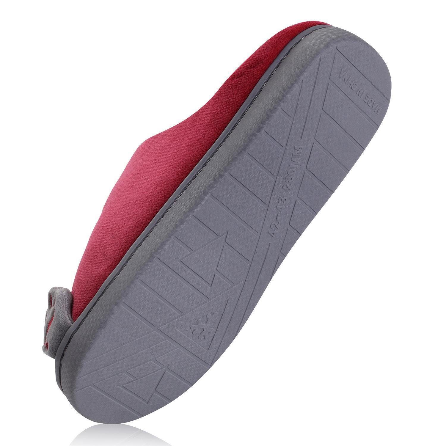 Katara Tier Pantoffeln Gr. 34-41 (Einhorn, Katze, Hase) Plüsch Hausschuhe Hausschuhe, weich, warm, süß, kuschelig, Plüsch Katze (Schwarz-Rot)