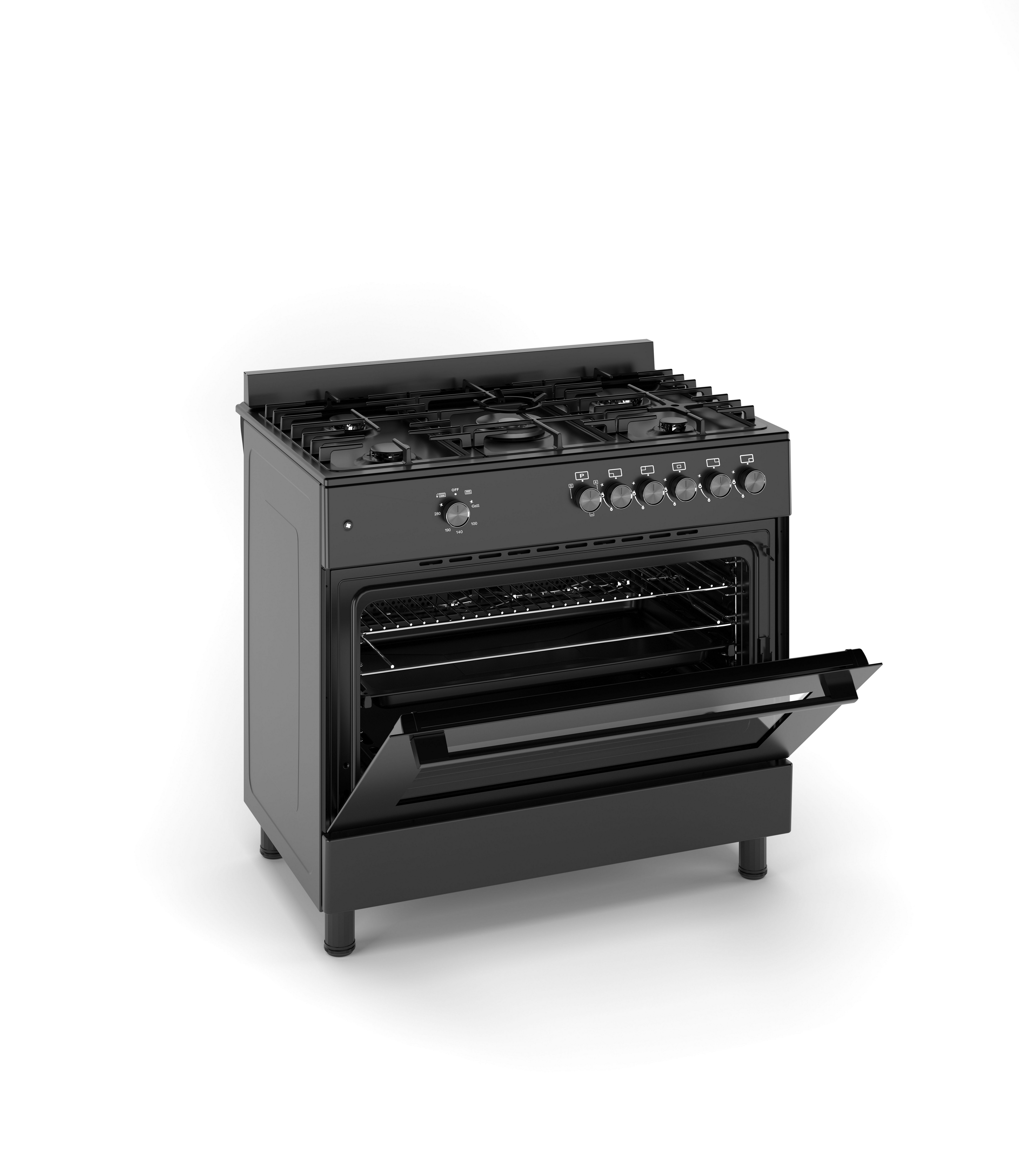 Gasline Gas-Standherd Gasline Gas-Standherd GAG90GOINNB Schwarz Matt 90 cm mit Gasbackofen
