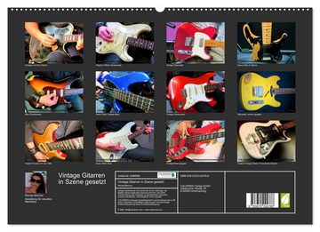 CALVENDO Wandkalender Vintage Gitarren in Szene gesetzt (Premium, hochwertiger DIN A2 Wandkalender 2023, Kunstdruck in Hochglanz)