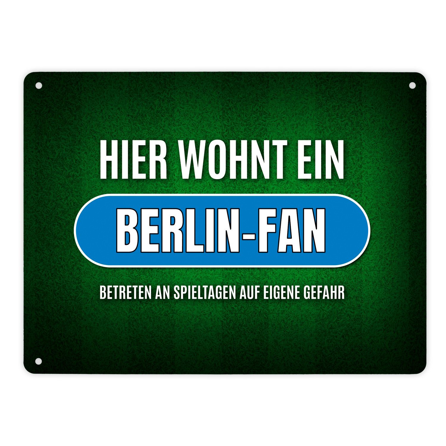 speecheese Metallschild Metallschild XL mit Spruch: Hier wohnt ein Berlin Fan Schild