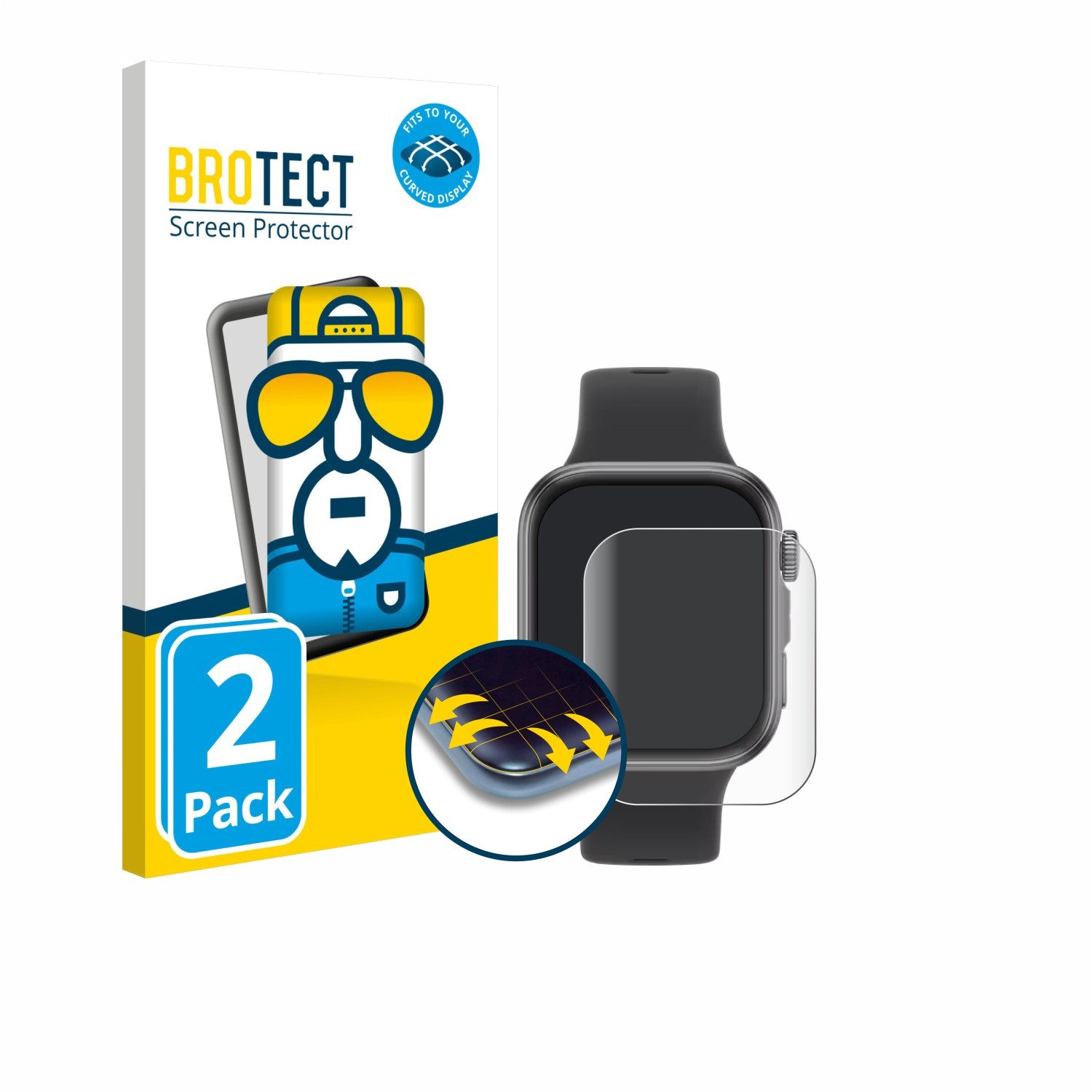BROTECT Displayschutzfolie Fullscreen Schutzfolie für Huawei Watch Fit 4, 2 Stück, Displayschutz Folie Fullcover Klar Transparent