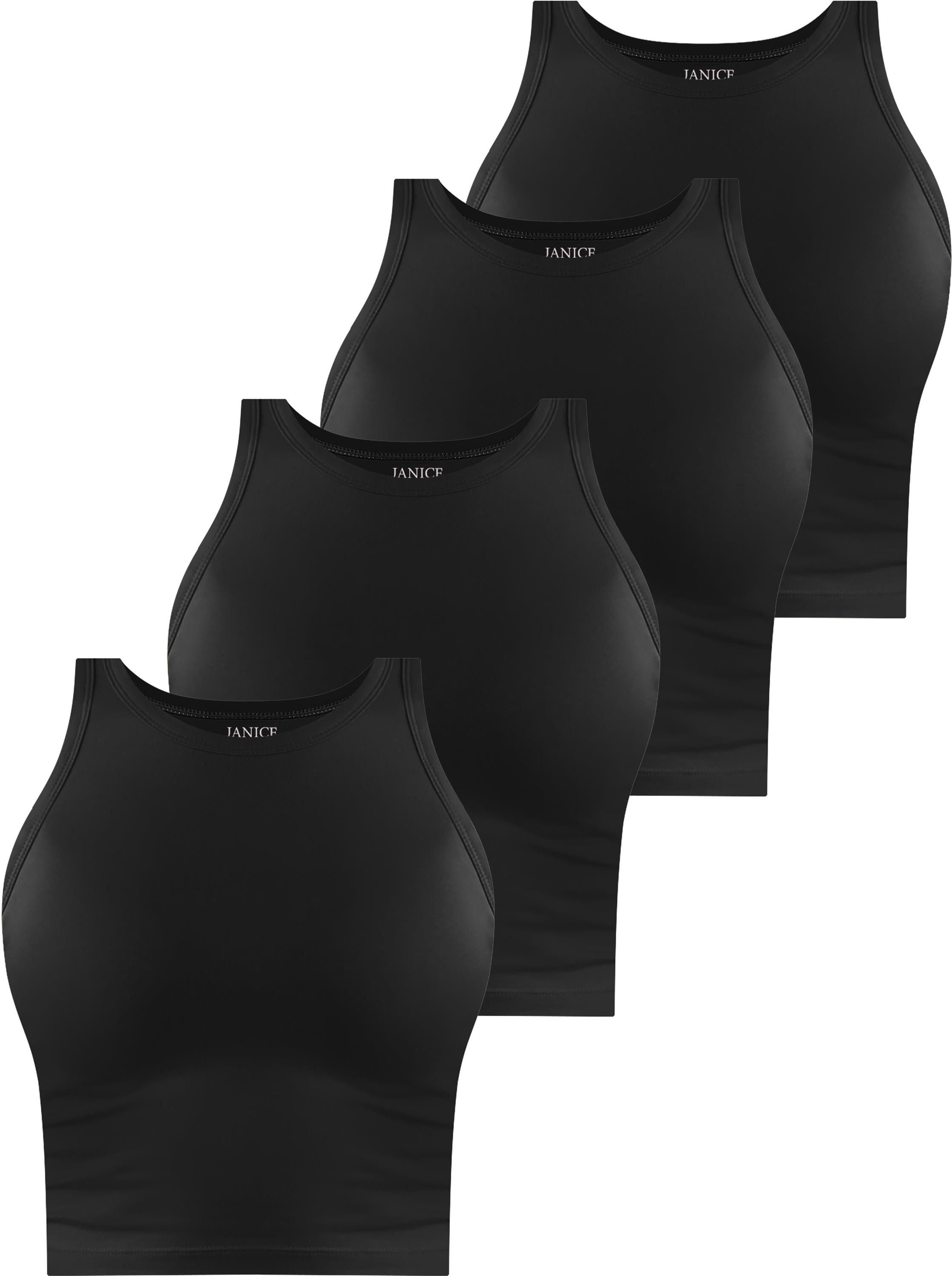 Tanktop 4 x Damen crop Top hochgeschlossen Niah