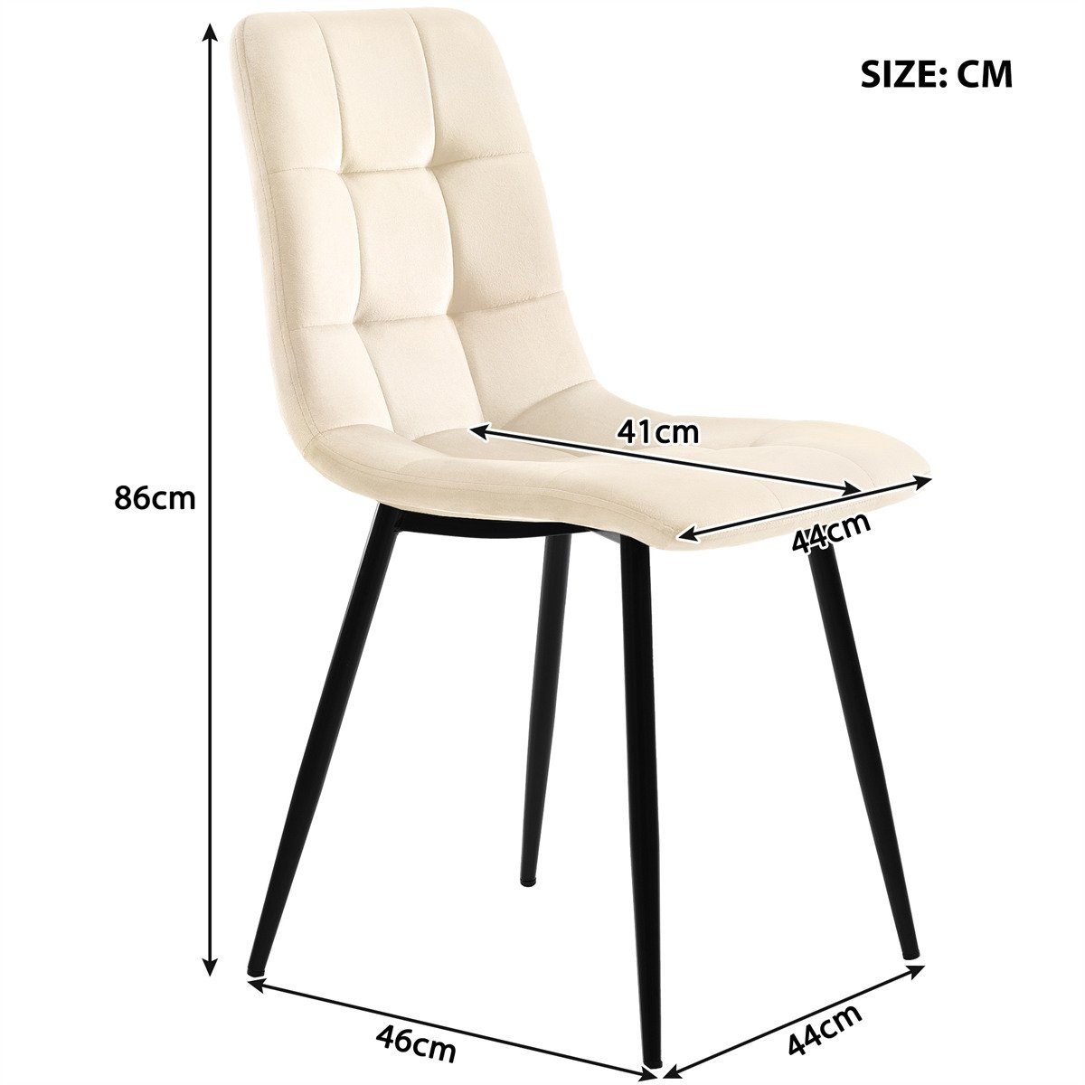 Esszimmerstühle,Polsterstuhl XDeer 4er zu Küchenstuhl Rückenlehne, Set aus Gestell mit Samt Sitzfläche Esszimmerstuhl montieren Beige aus Metall,Leicht