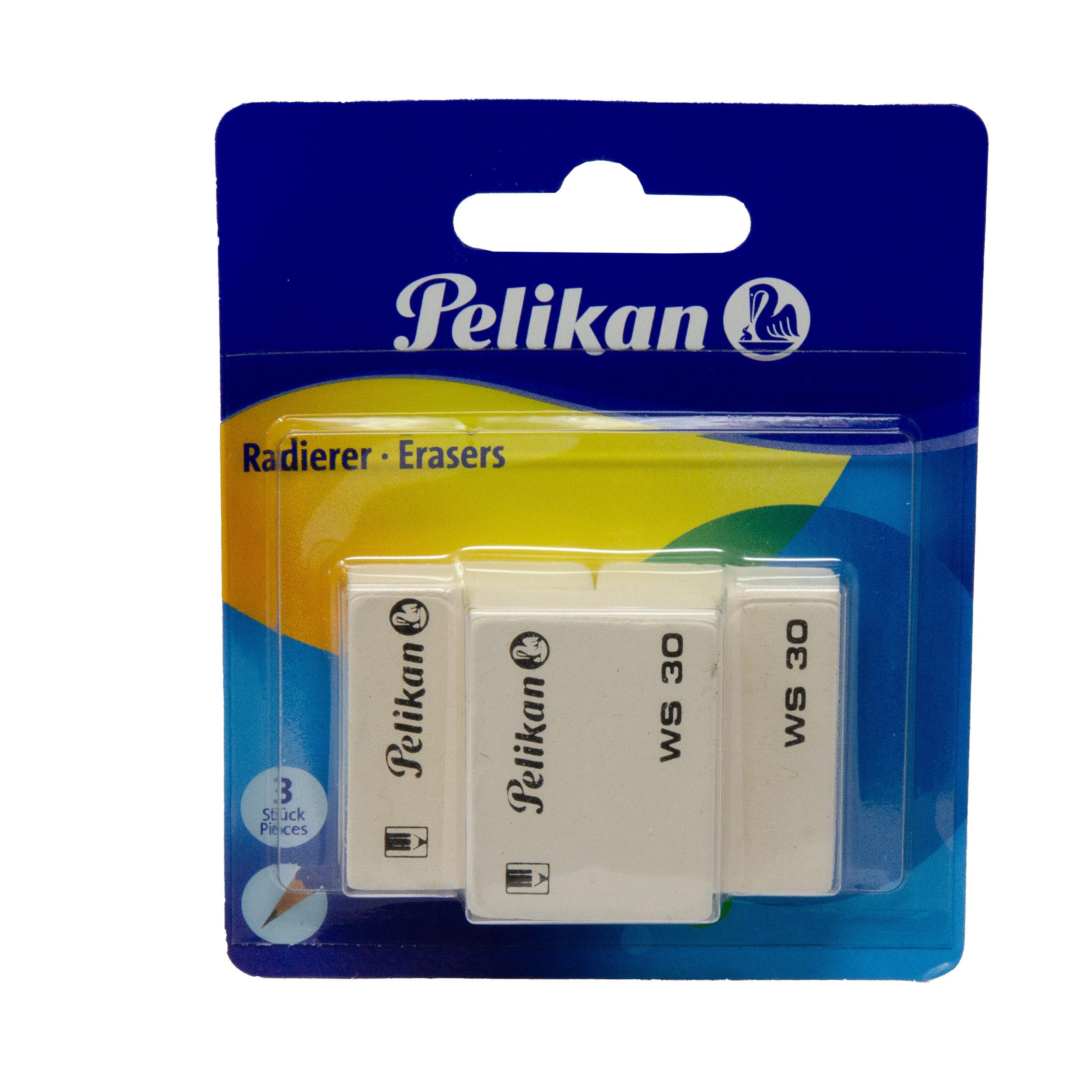 Pelikan Radiergummi Pelikan Radierer WS30 aus Kautschuk Blisterverpackung mit 3 Stück