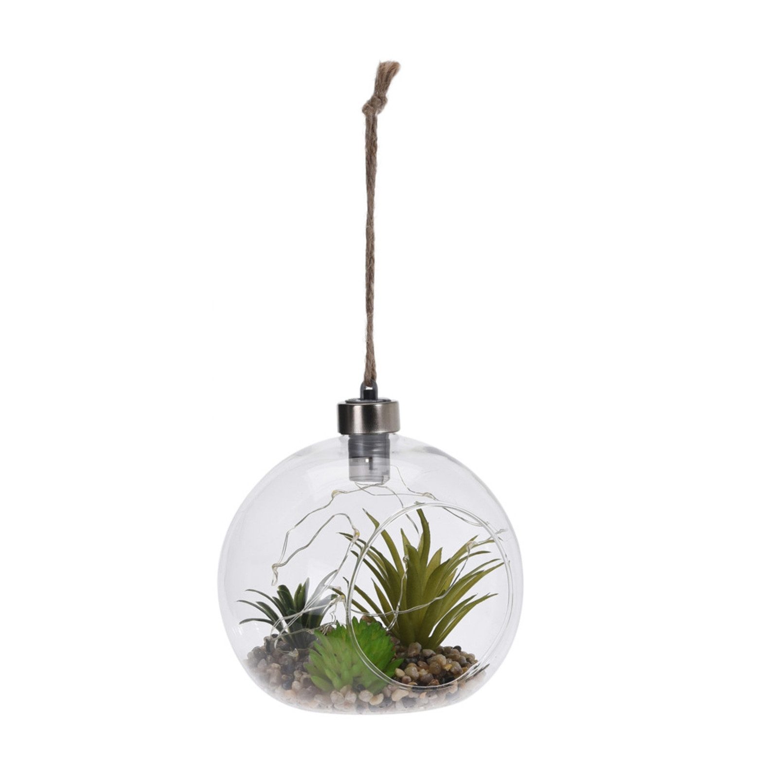 Koopman LED Dekolicht Leuchtdeko zum Hängen LED, LED, Glaskugel mit künstlichen Tillandsien und Lichterkette