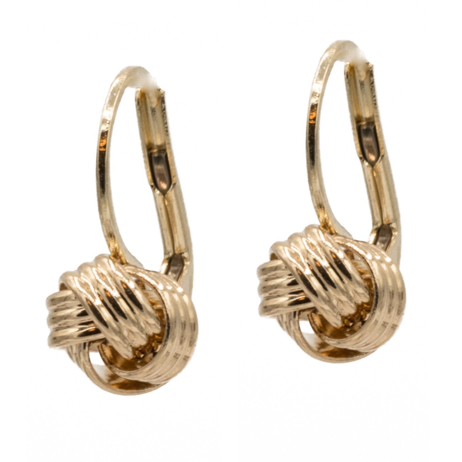 Bella Carina Paar Ohrhänger Ohrringe aus 585 Gold 14 Karat, Knoten mit Brisur, 585 Gold