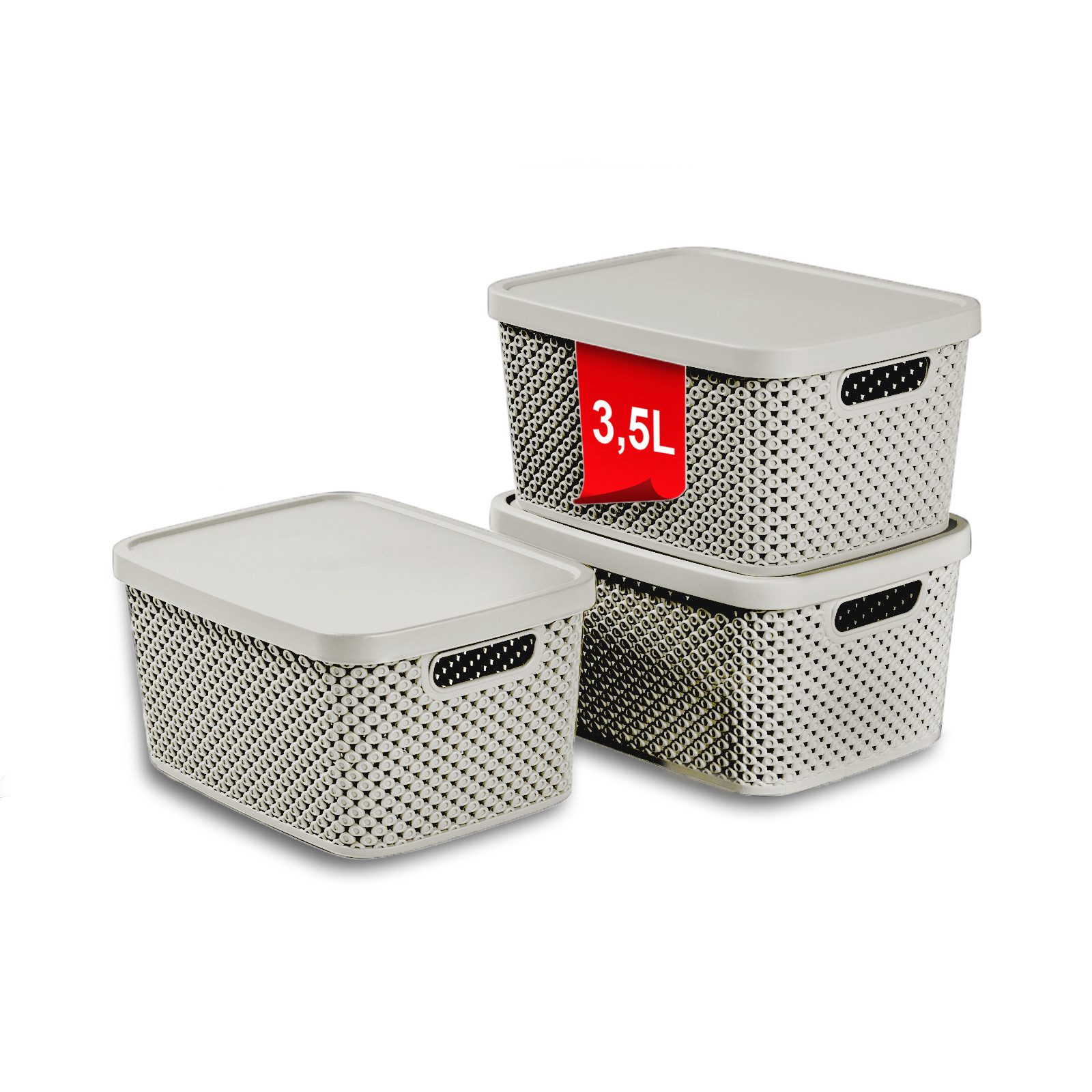 astor24 Aufbewahrungsbox 3er Set Aufbewahrungskorb mit Deckel Box Kiste Regalkorb Organizer (3er Set), erhältlich in 4 Größen und verschiedenen Farben