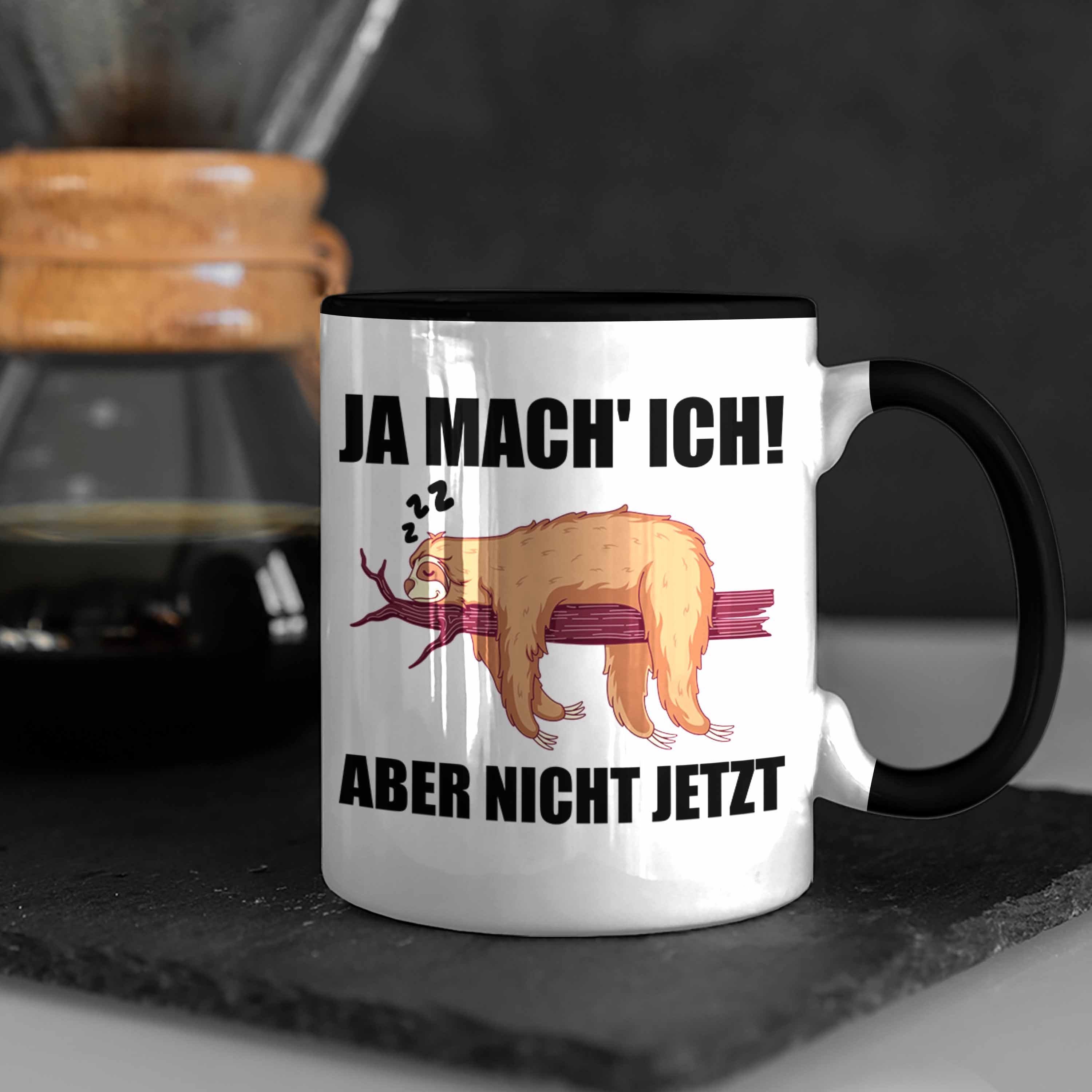 Lustige Schwarz Mitarbeiter Faultier Tasse Trendation - Trendation für Abschiedsgeschenk Arbeitskollege Spruch Tasse Geschenk