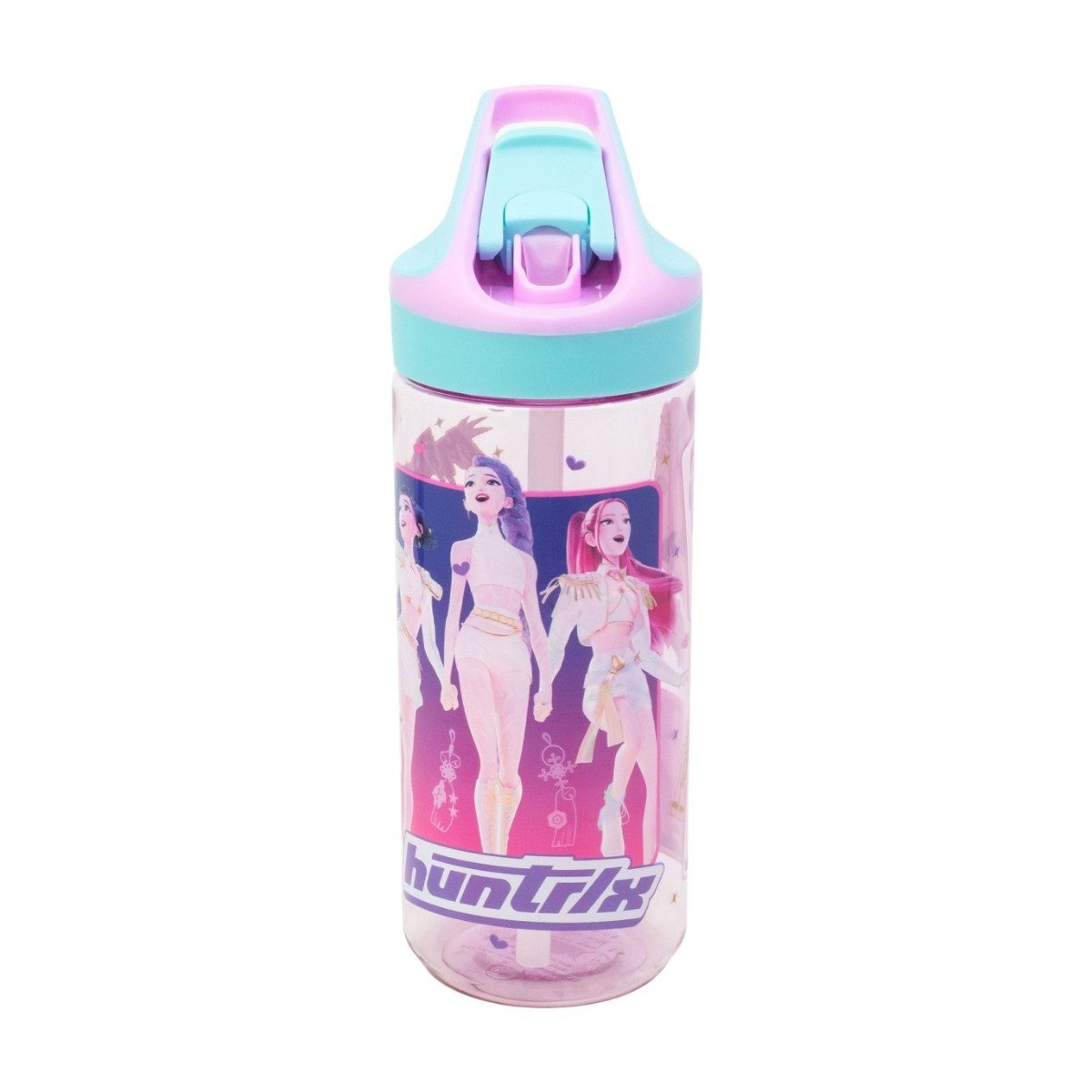 K-Pop Demon Hunters Trinkflasche 620 ml Kinderflasche mit Druckknopfverschluss und Trinköffnung