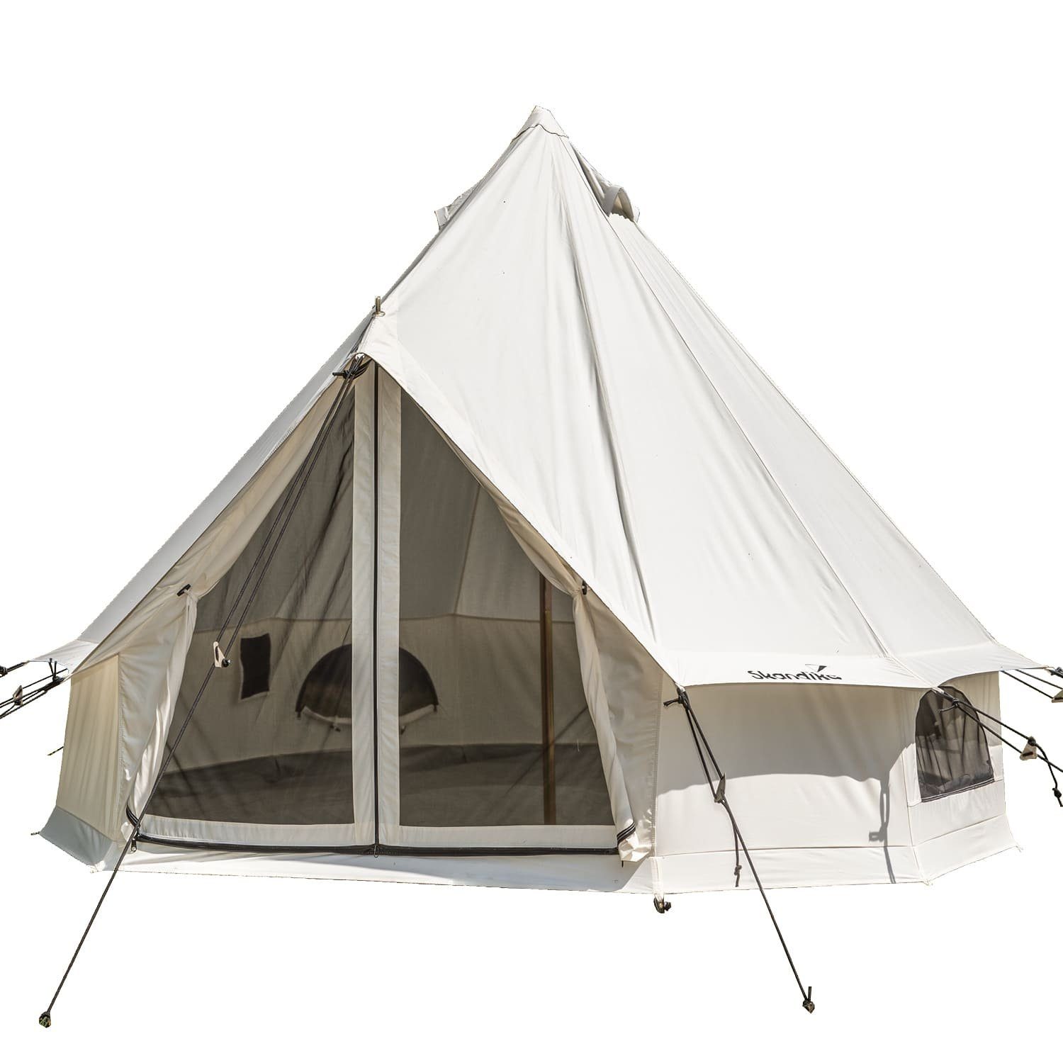 Skandika Tipi-Zelt Tipii 300 Technical Cotton, Glampingzelt mit eingenähtem Zeltboden, 4000 mm Wassersäule, Moskitonetz, wasserdicht, Festivalzelt, Camping