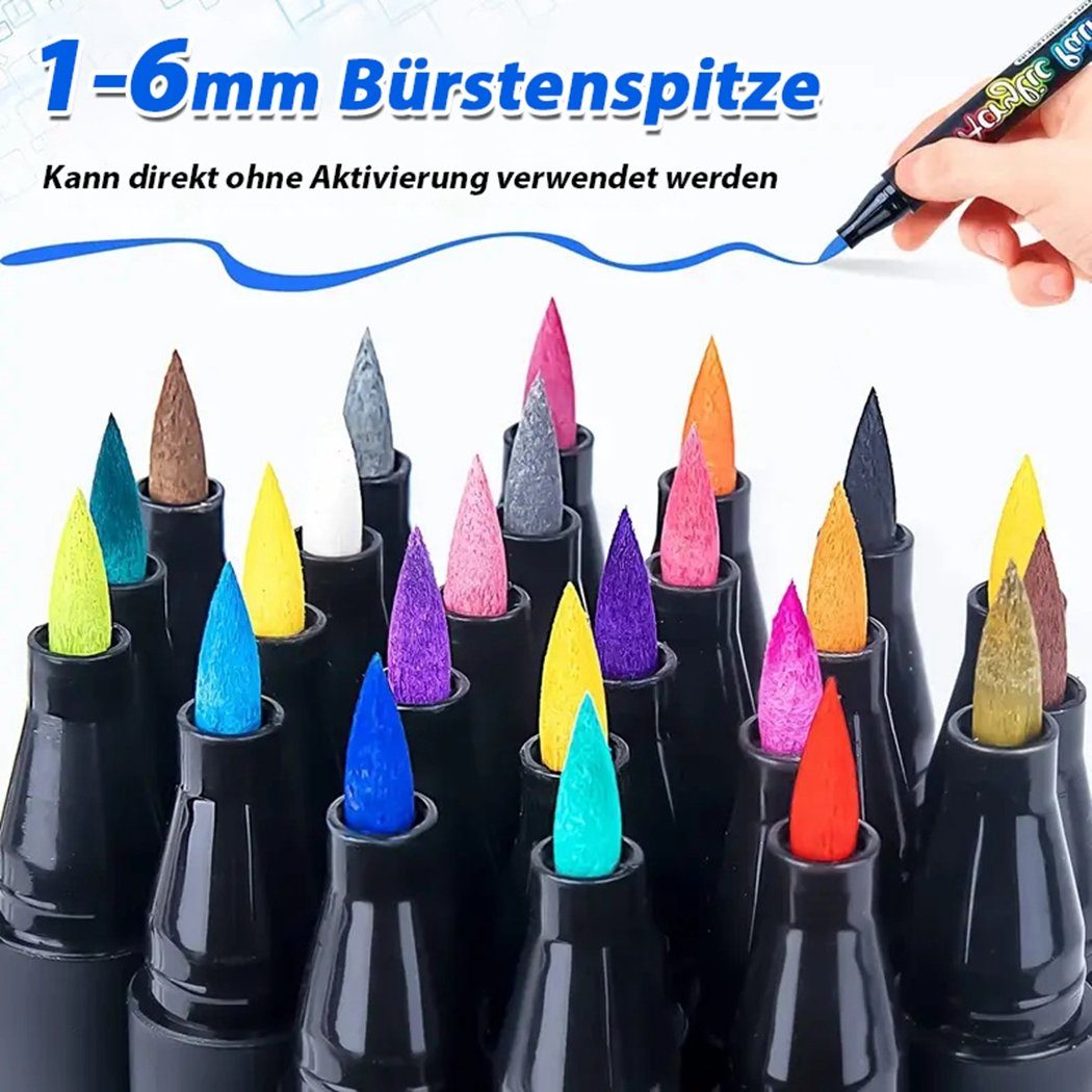 (24-tlg) Acryl-Pinselstift, TUABUR DIY-Malwerkzeug-Set, 24 Farben Künstlerstift