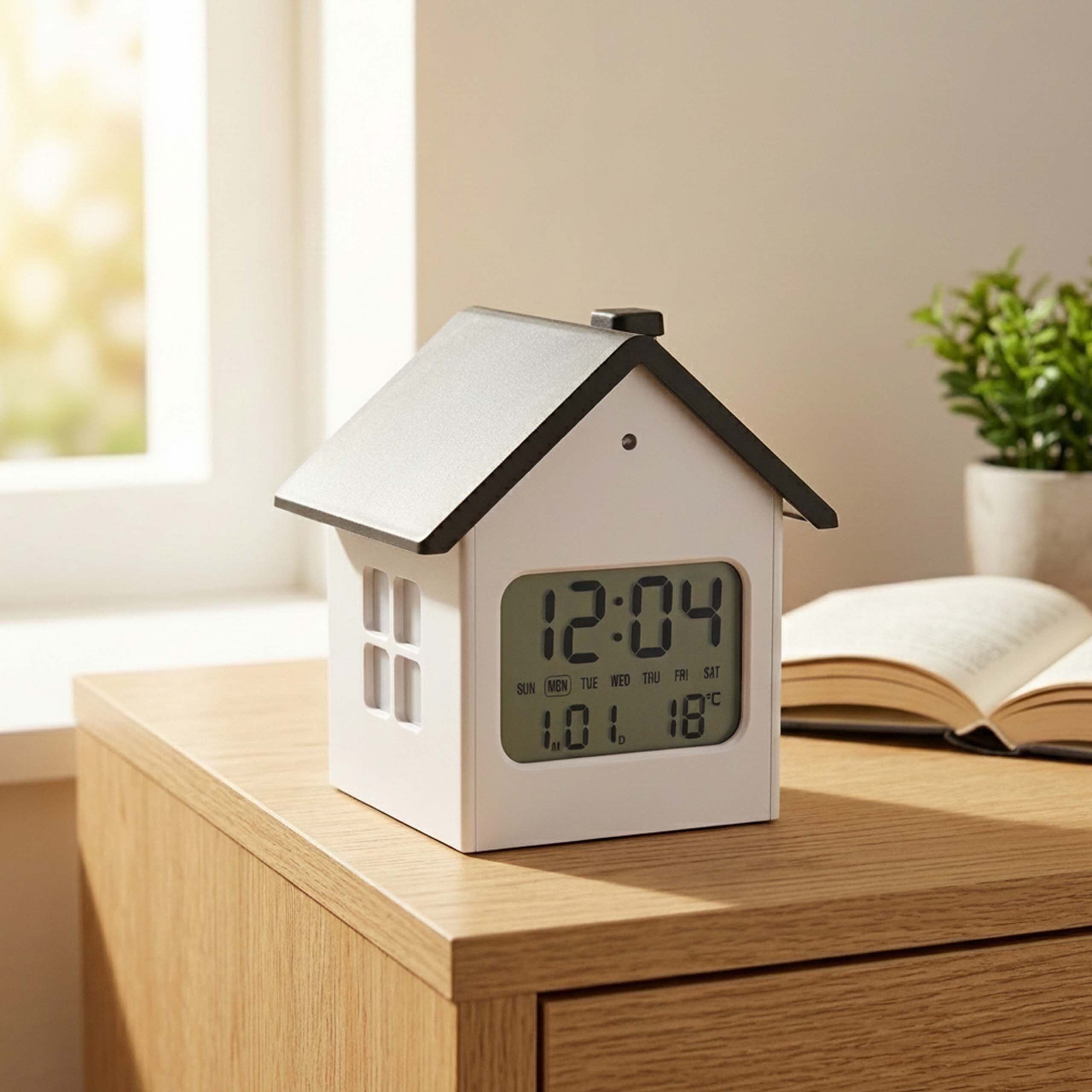 relaxdays Quarzwecker Digitaler Wecker in Hausform A