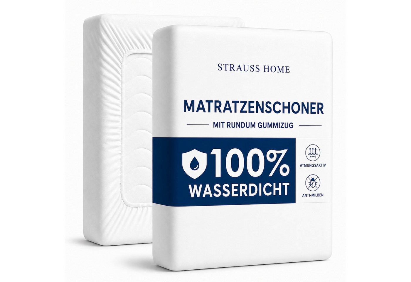 Matratzenschutzbezug Matratzenauflage mit Rundum Gummizug - Wasserdicht – Atmungsaktiv Strauss Home, – Nässeschutz, Inkontinenzunterlage Waschbar, Anti Milben