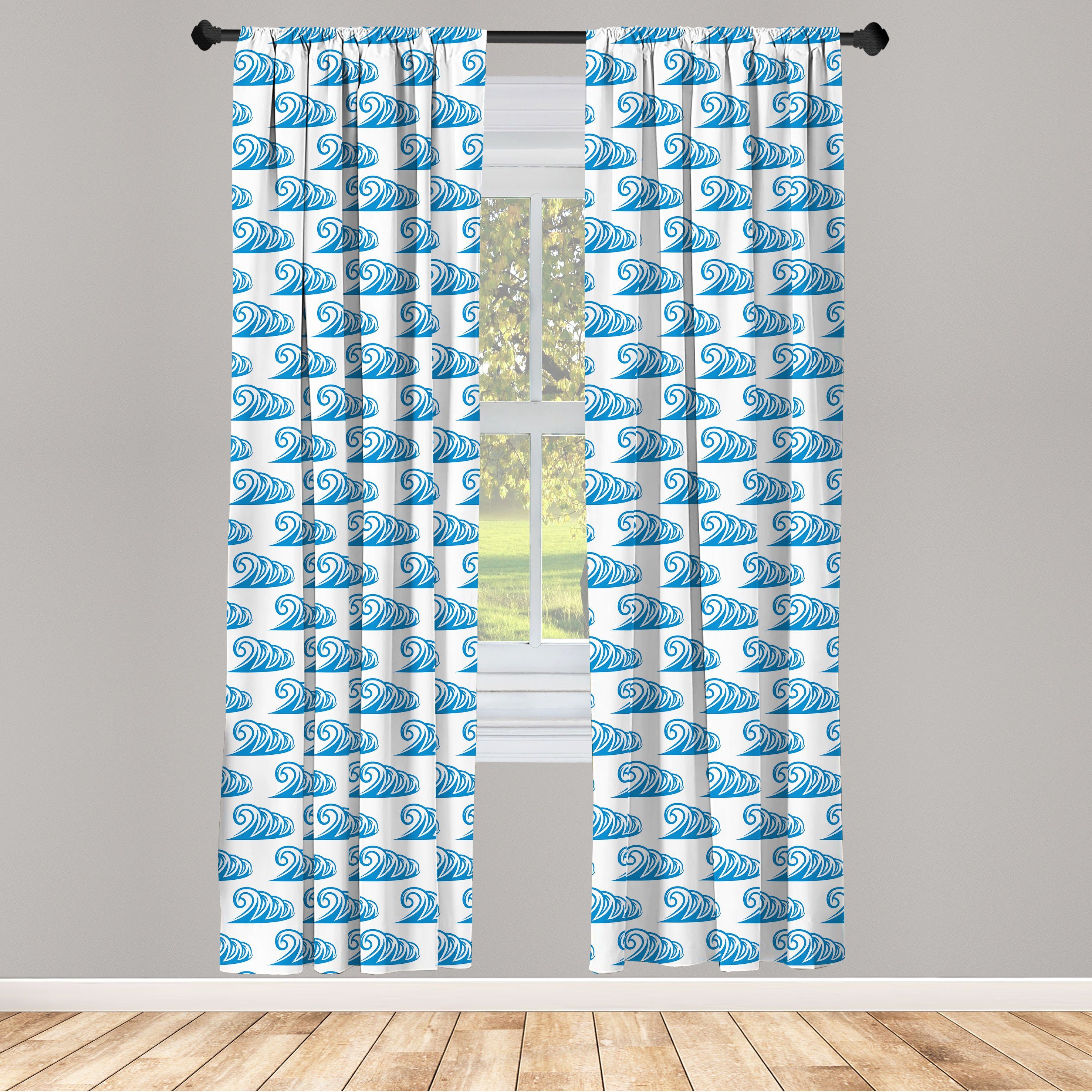 Gardine Vorhang für Wohnzimmer Schlafzimmer Dekor, Abakuhaus, Microfaser, Nautisch Curling Sommer-Ozean-Wellen