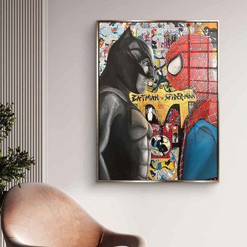 DOTCOMCANVAS® Acrylglasbild Batman vs. Spider-Man - Acrylglas, Acrylglasbild Batman vs Spider-Man Comic Cartoon Wandbild interior
