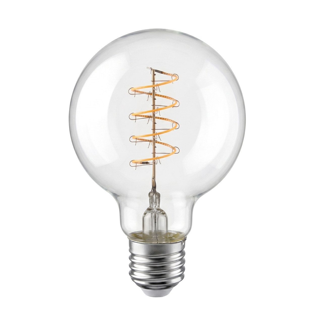 hofstein LED-Leuchtmittel 2er Set Glühbirne Warmweiß dimmbar 6 Watt, E27, 2700 Kelvin, 450 Lumen, Globe Vintage, Filament Spirale, Klar