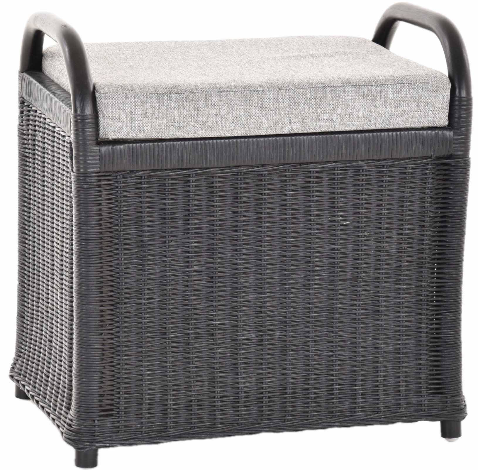 Krines Home Sitzbank Rattan Bank Sitzbank Sitzhocker mit Stauraum Rattanhocker mit Deckel, gepolsterter Deckel