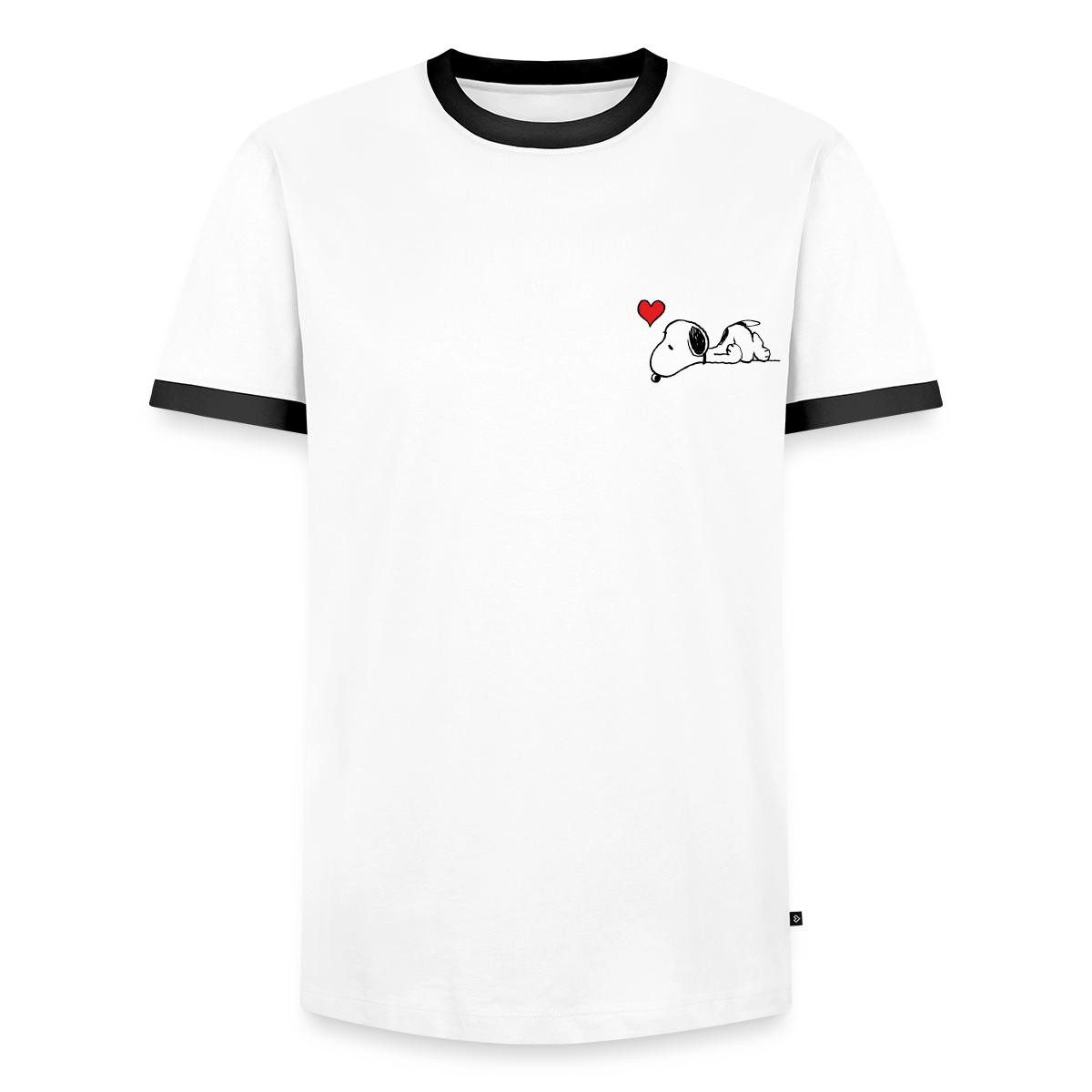 T-Shirt Peanuts Snoopy Herz Brustmotiv Männer Kontrast T-Shirt