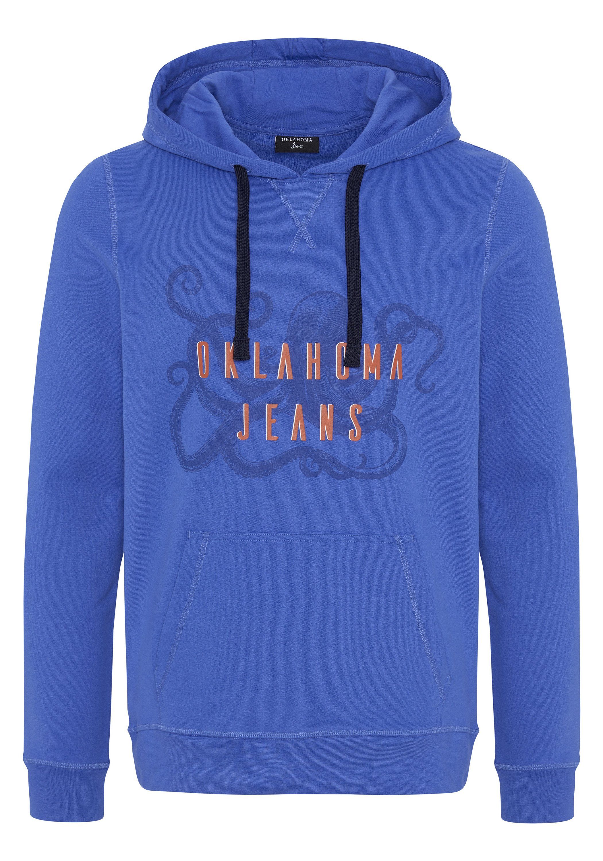 Oklahoma Jeans Kapuzensweatshirt aus Baumwollmix mit Oktopus-Motiv 18-3949 Dazzling Blue