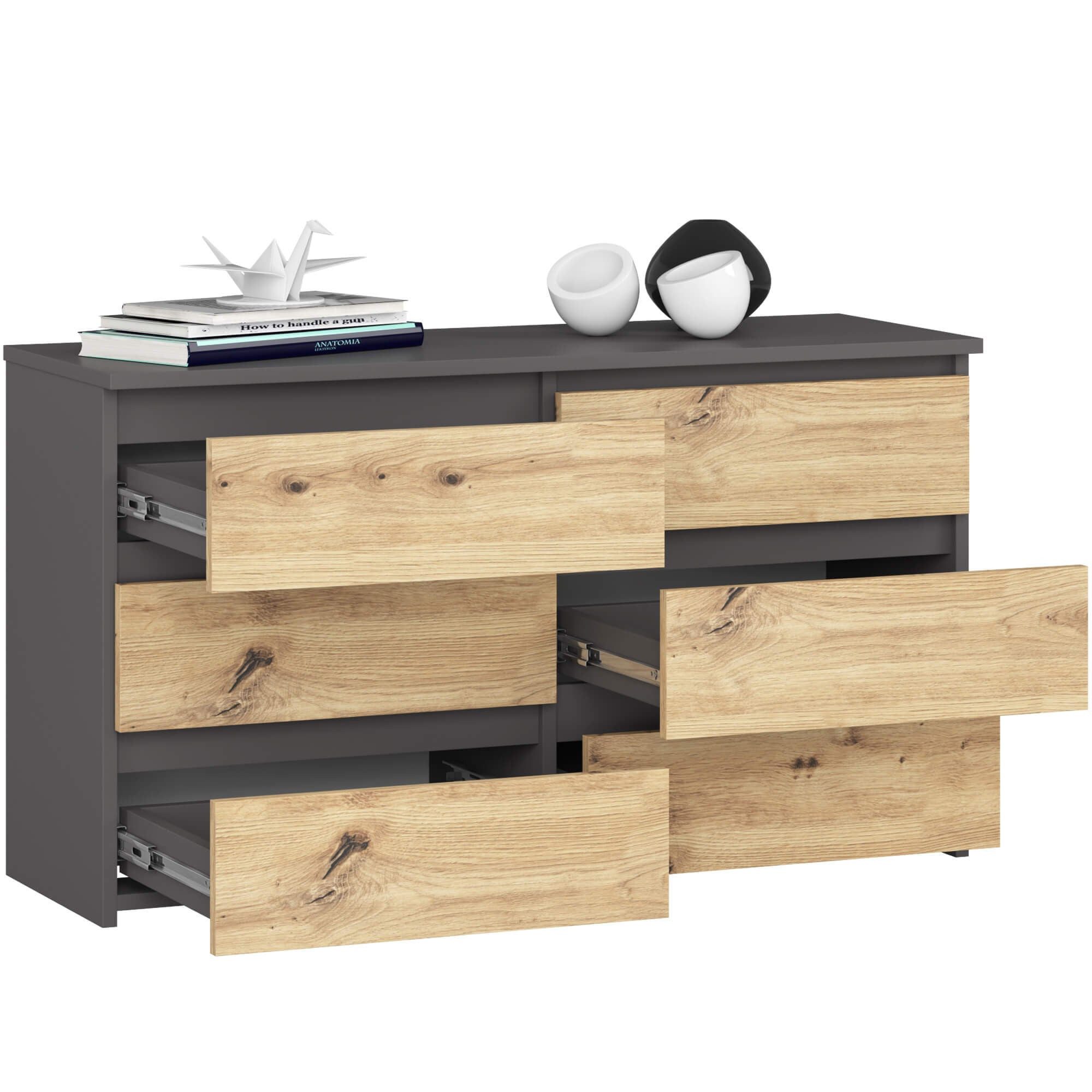 Raumhirsch Furniture Kommode mit 6 Schubladen Praktisches Sideboard Anrichte, (viele Farbvarianten - Maße: 100 x 57 x 35 cm) - Hochwertig & stabil – Bild 3 von 5