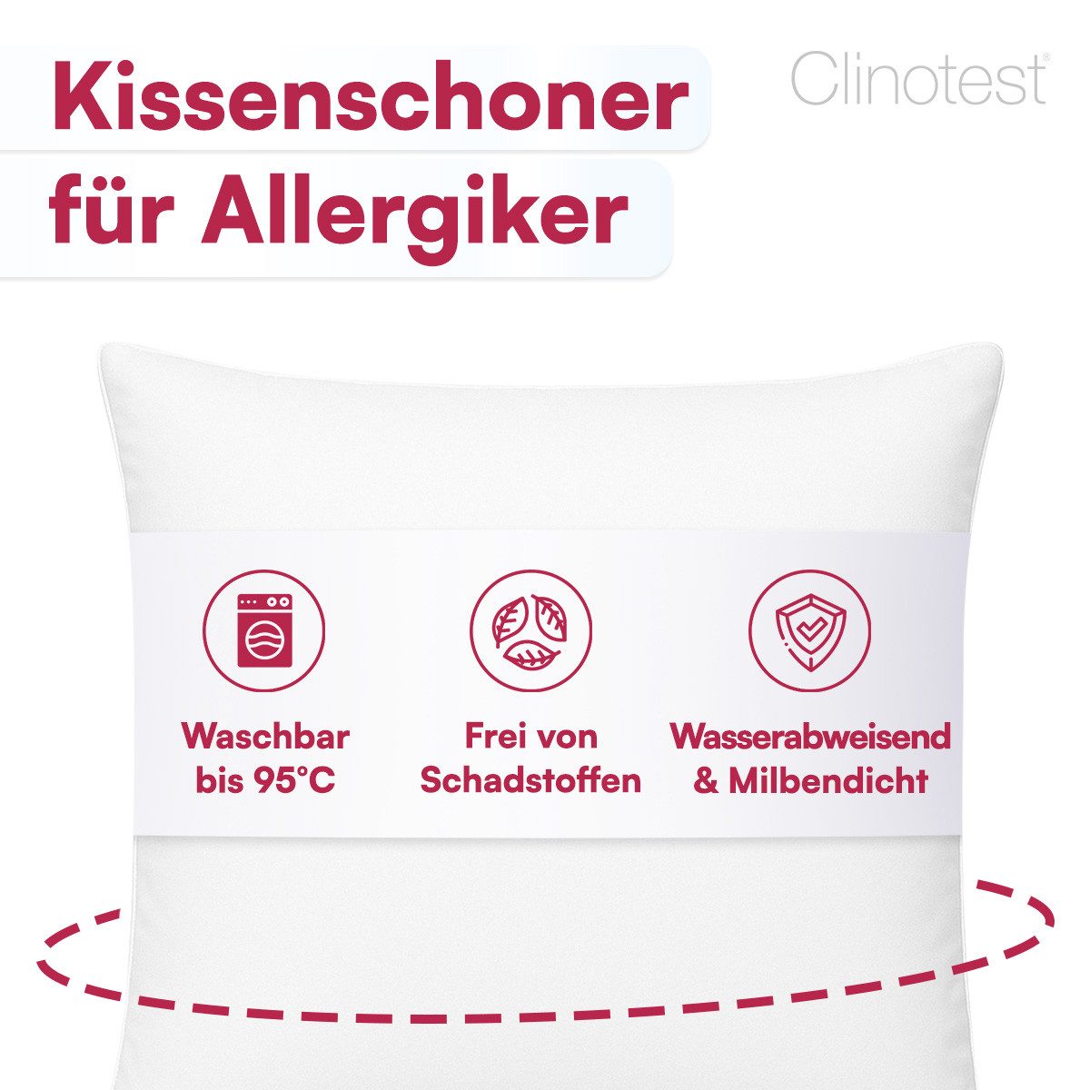 Clinotest Kissenbezug Wasser- und Milbendicht, (2 Stück), Kissenschoner hyp günstig online kaufen