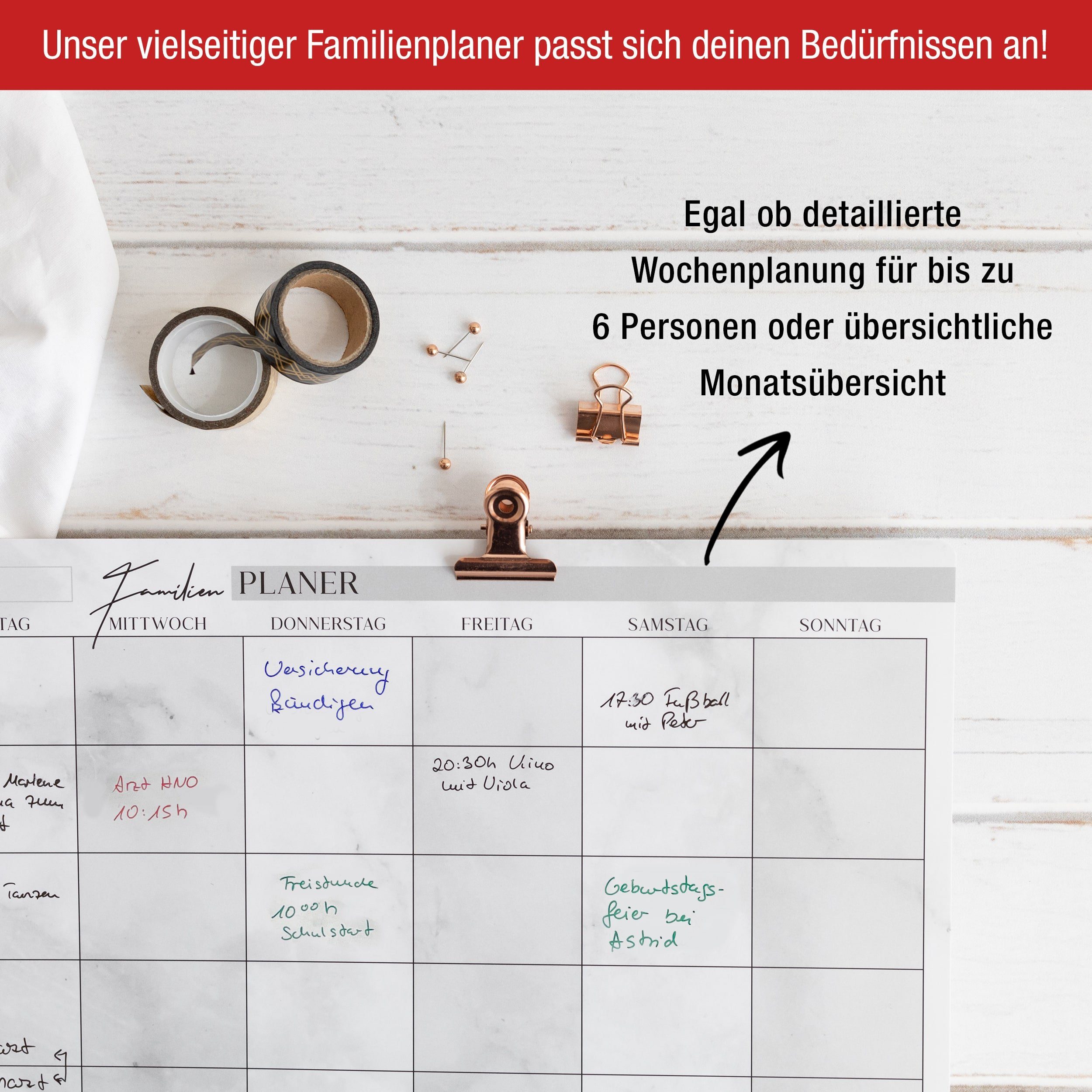 TOBJA Magnettafel A3 Familienplaner magnetisch +4 Stifte quer, Wochenplaner abwischbar Kalender – Bild 5 von 5