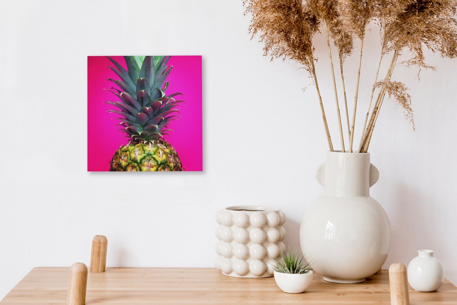Bilder - Schlafzimmer St), Wohnzimmer Obst (1 Leinwandbild - Rosa, für Ananas OneMillionCanvasses® Leinwand