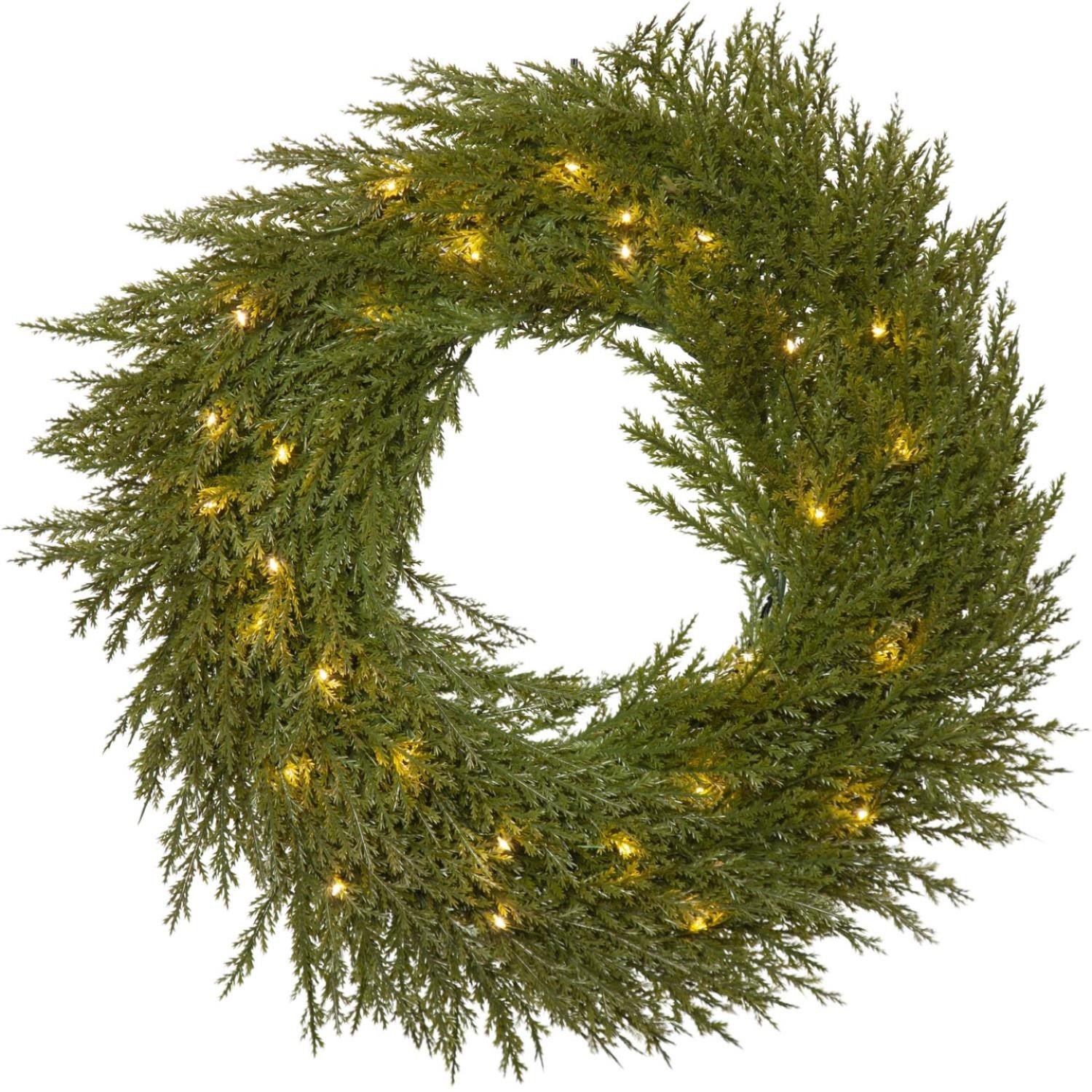 MARELIDA Dekokranz LED Tannenkranz Türkranz beleuchtet Weihnachtskranz Timer Außen 45cm