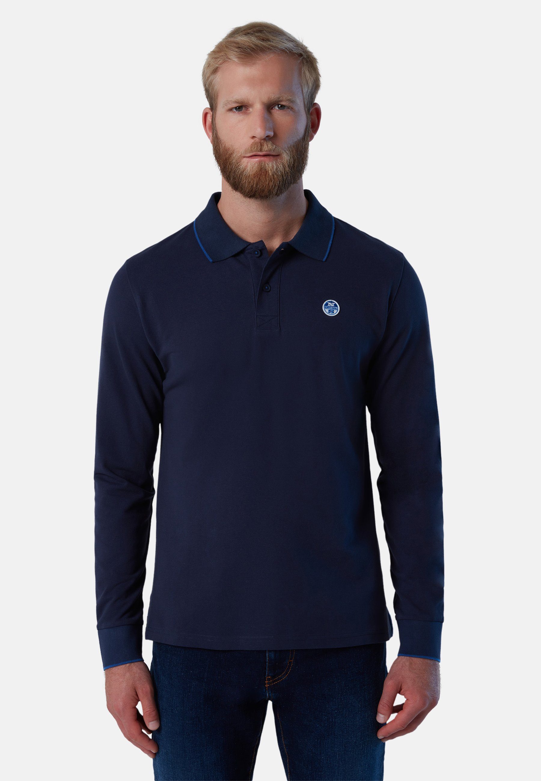 North Sails Poloshirt Langärmeliges Poloshirt mit klassischem Design BLUE