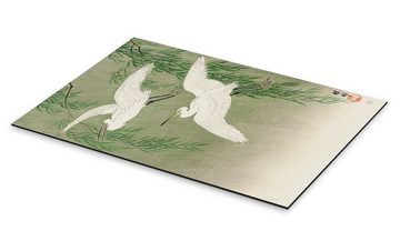 Posterlounge Alu-Dibond-Druck Ohara Koson, Weiße Reiher, Wohnzimmer Japandi Malerei