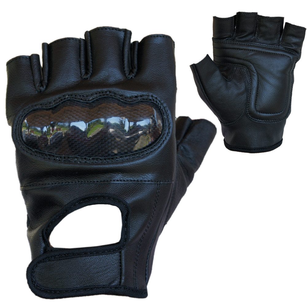 PROANTI Motorradhandschuhe PROANTI fingerlose Leder Chopper Motorradhandschuhe mit Protektor