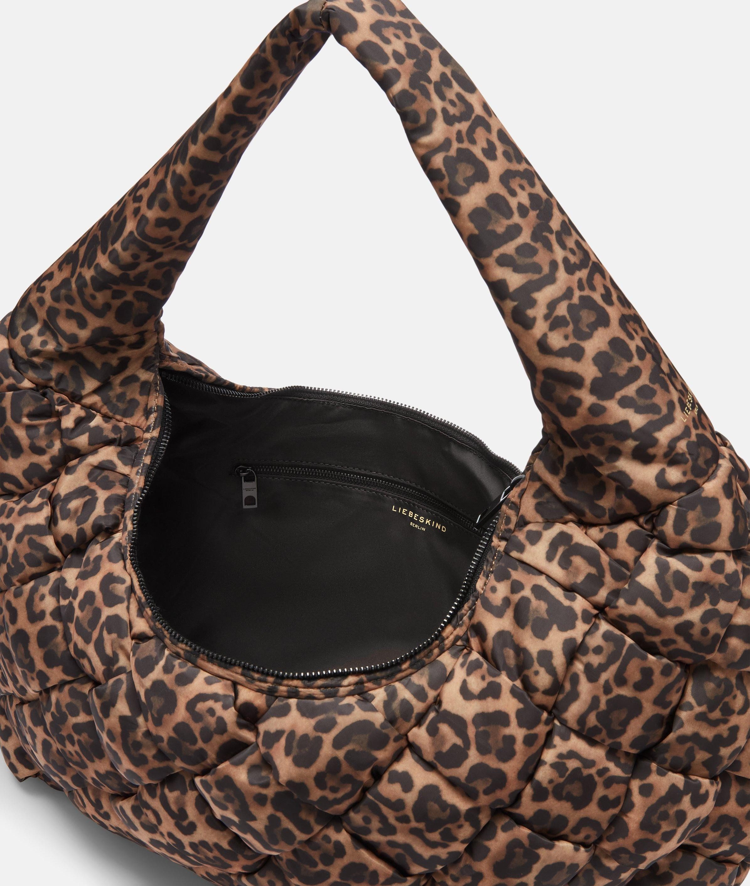 Liebeskind Berlin Schultertasche Nylon Bo Hobo L, Große Tasche aus Nylon mit Leo-Print