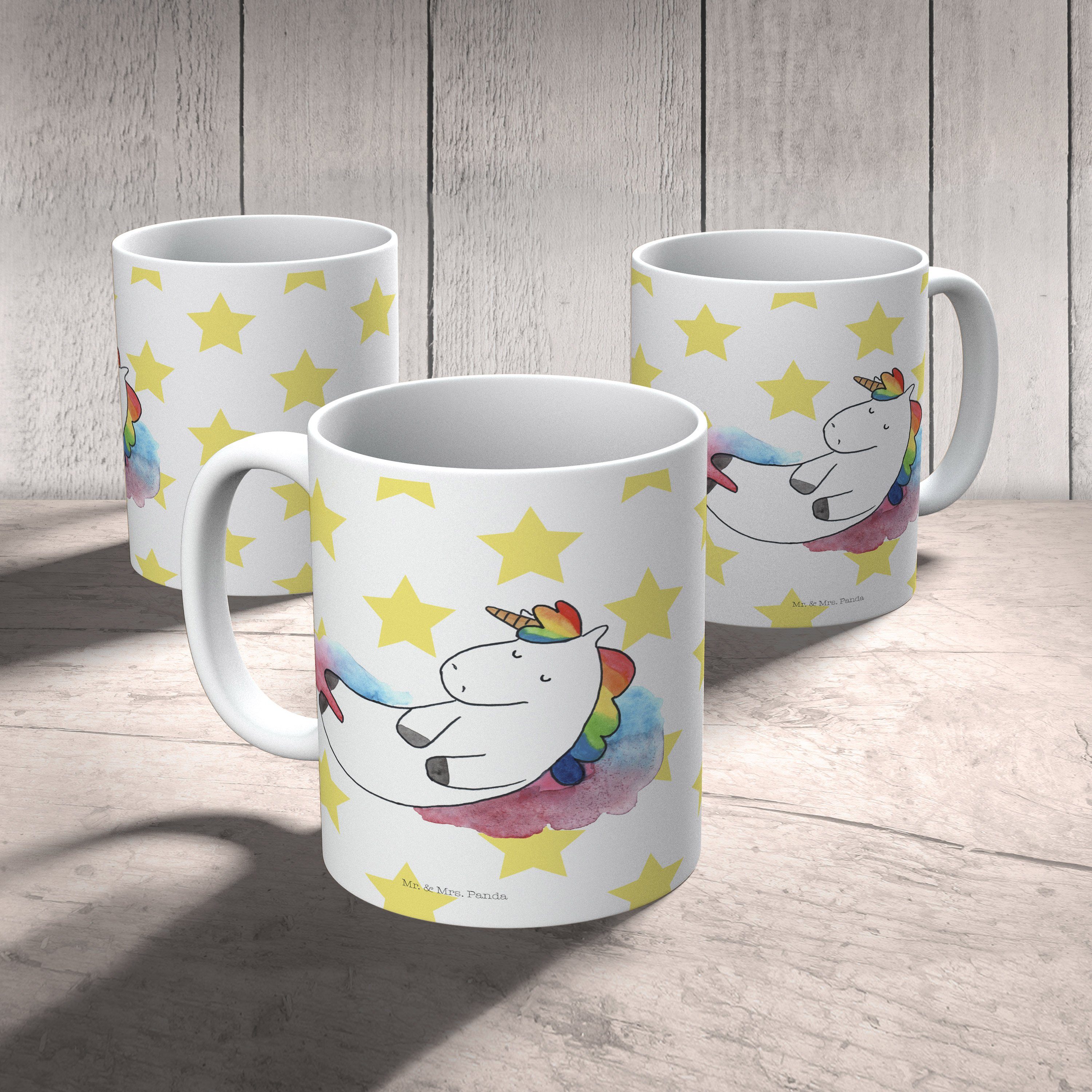 Mr. & Keramik Geschenk, Panda - Lächeln, 7 Kaffeetasse, Weiß Mrs. Kaff, Tasse Tasse, Wolke - Einhorn