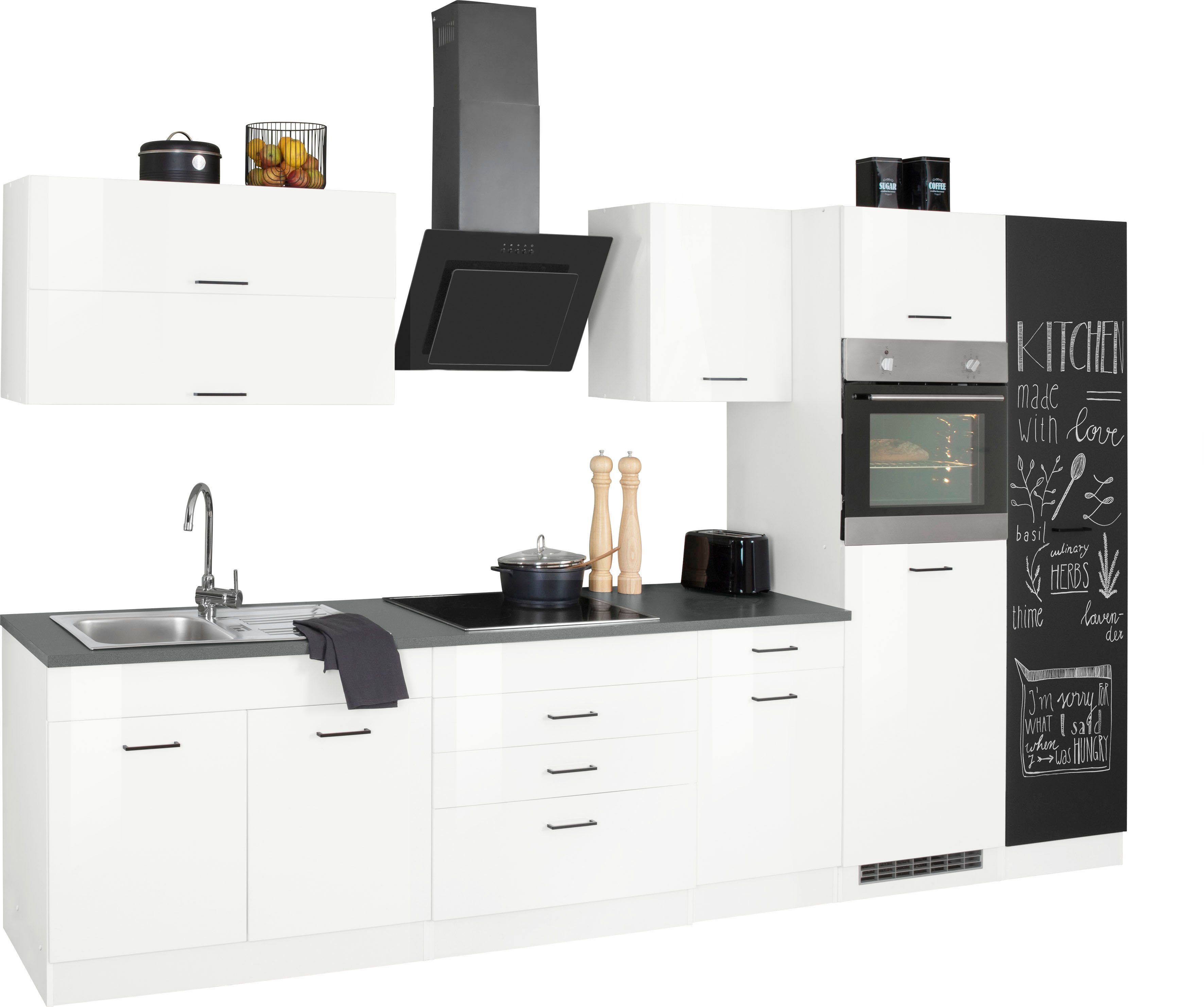 KOCHSTATION Küchenzeile KS-Trier, mit E-Geräten, Breite 340 cm