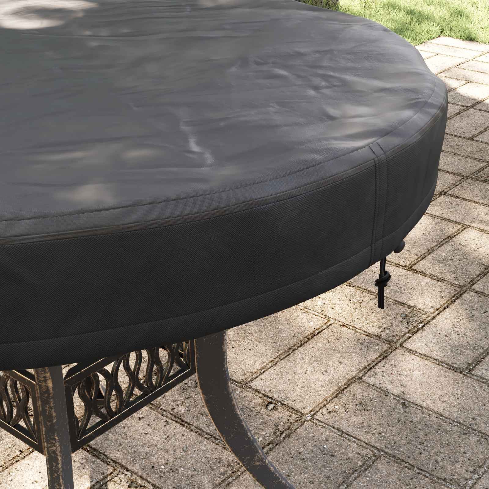 vidaXL Gartenmöbel-Schutzhülle Abdeckung für den Tisch im Freien 62 x 62 x 10 cm Rund Schwarz (1-St) – Bild 4 von 5