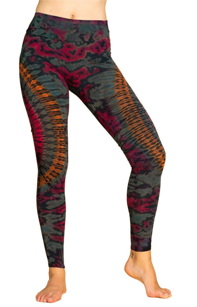 PANASIAM Leggings Unikat Batik Leggings 'Dschungel' aus natürlicher Viskose Tiedye Batik alternative lange Hippie Leggings Yogaleggings Sportleggings