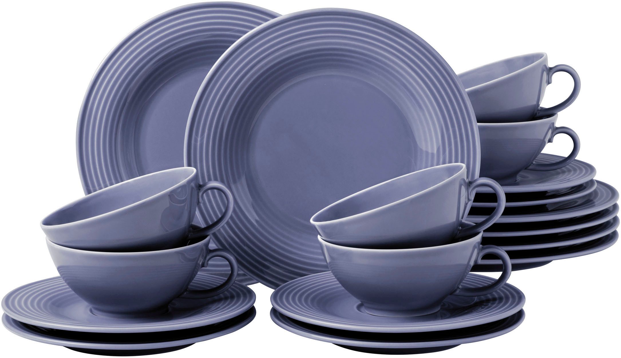 Seltmann Weiden Чайный сервиз Geschirr-Set, 18 Teile, Beat, klein (18-tlg), 6 Personen, Porzellan, Tassen, Untertassen, Teller, Made in Germany, 18 Teile, für 6 Personen