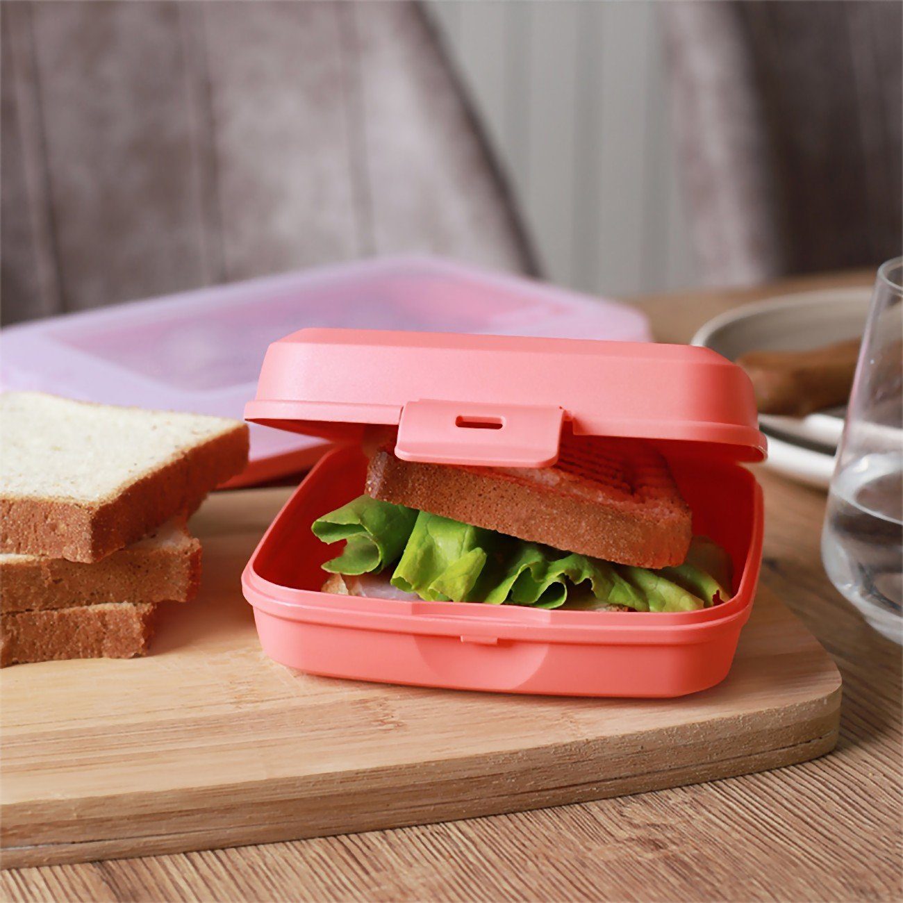 Ideal (Vorteils-Set, Lunchbox Arbeit), Engelland Klickverschluss, Kunststoff Kindergarten für Kunststoff, frei, BPA mit Brotdose robuster spülmaschinengeeignet Pink Schule, (BPA-frei), 1-tlg., und