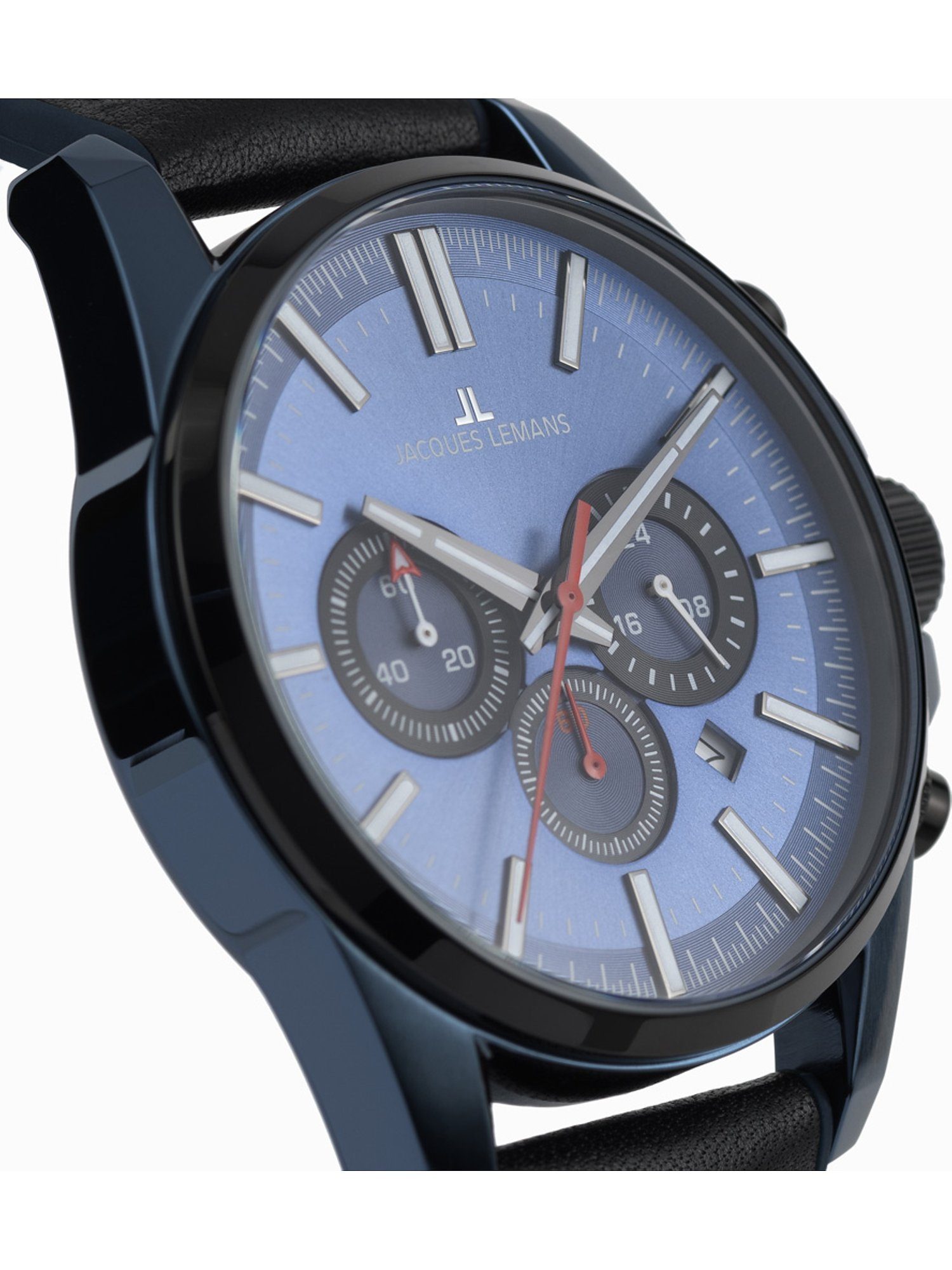 Quarz, Analog dunkelblau Lemans Herren-Uhren Jacques Jacques Klassikuhr Lemans Chronograph