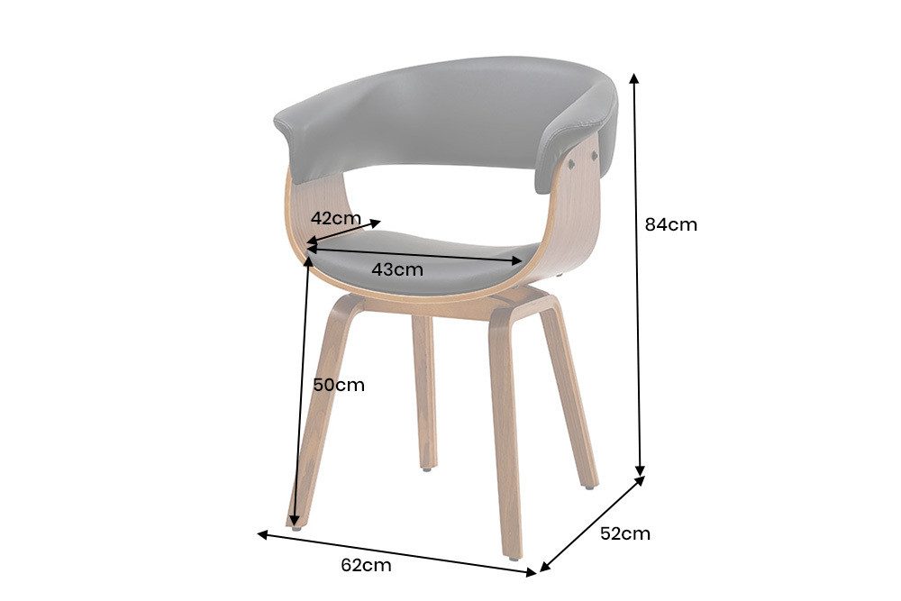 riess-ambiente Armlehnstuhl ORGANIC schwarz/braun – Kunstleder, Walnuss-Holz, mit Armlehnen (Einzelartikel, 1 St), mit Lehne & Retro-Design – ideal für Esszimmer, Büro oder Küche