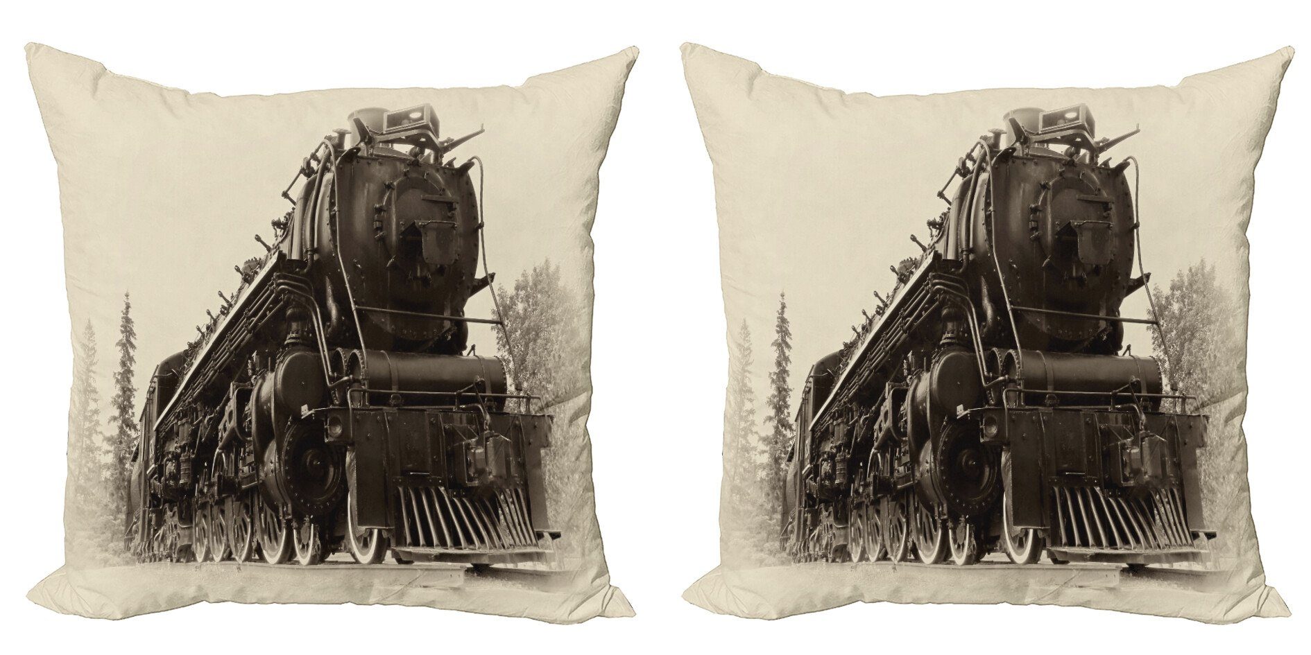 Dampfmaschine Abakuhaus Accent Modern Kissenbezüge Zug (2 Stück), Digitaldruck, Doppelseitiger Kunst Antik