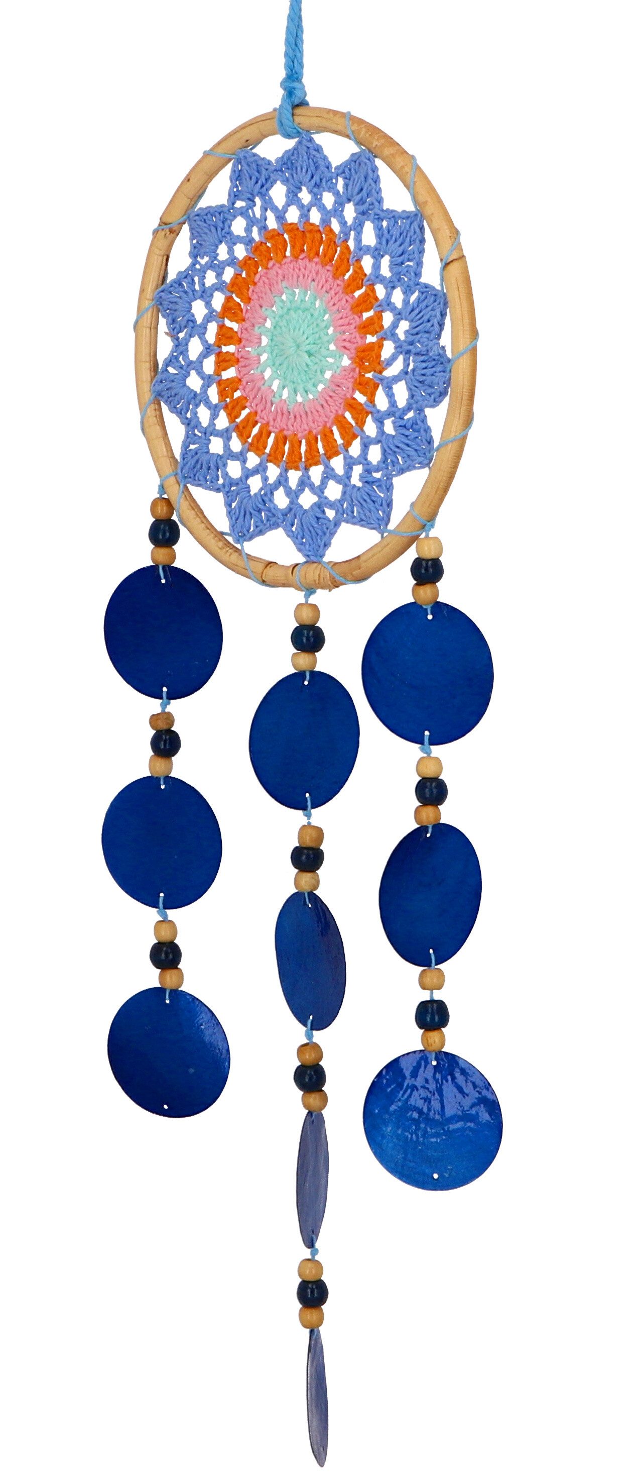 Guru-Shop Dekoobjekt Traumfänger mit Muscheln - blau 17 cm