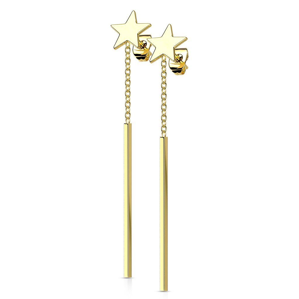 BUNGSA Ohrhänger-Set Ohrstecker Stern mit Stab-Anhänger aus Edelstahl Damen - in 4 Farben (1 Paar (2 Stück), 2-tlg), Ohrschmuck Ohrringe Gold | Ohrhänger