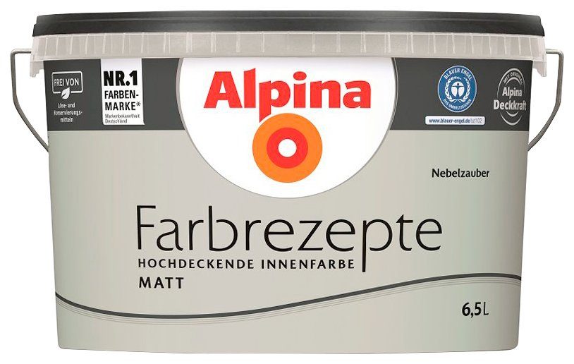 Alpina Nebelzauber, Deckenfarbe Grau, Warmes Liter 6,5 und Farbrezepte Wand- matt,