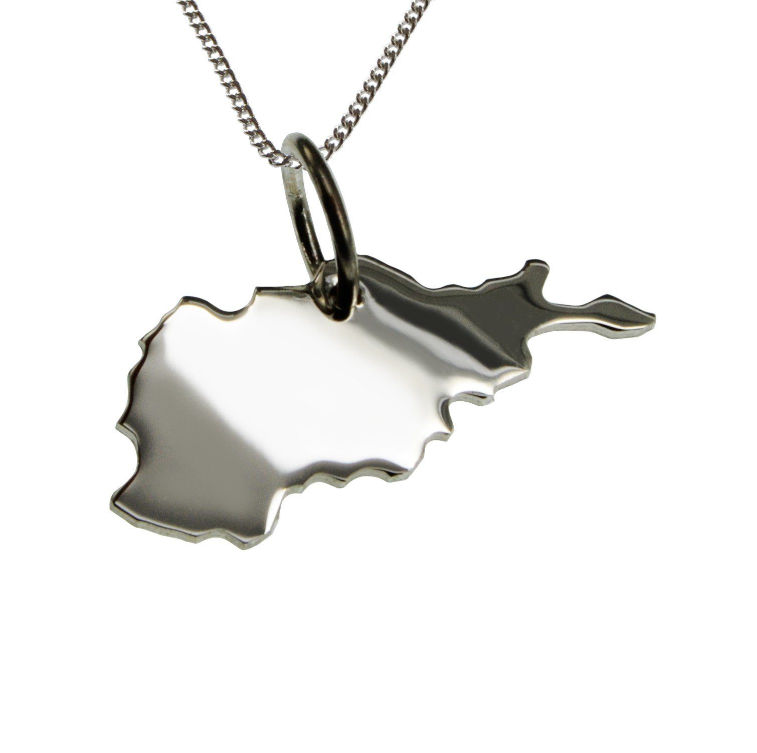 Kette mit Anhänger 50cm Halskette + Afghanistan Anhänger in massiv 925 Silber