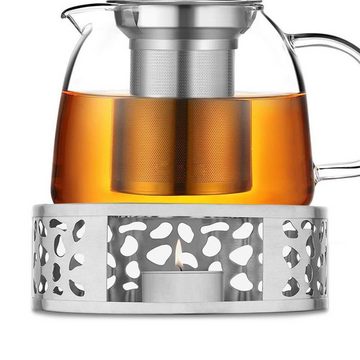 Intirilife Teestövchen, (Teekannen Wärmer in SILBER, 1-tlg), Gemusterter Edelstahl Tee Stövchen für hitzebeständige Teekannen
