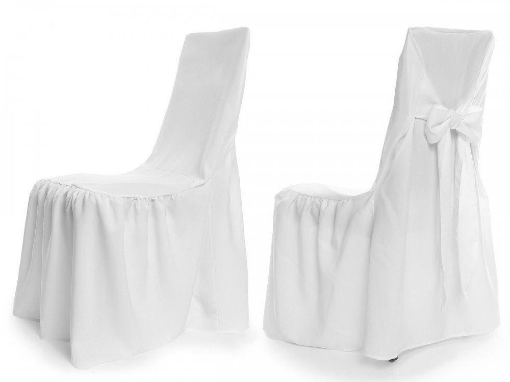 Modell: Weiß Stuhlbezug, blickdicht, WIEN, pflegeleicht TexDeko, Universal Stuhlhusse Stuhlhusse & wiederverwendbar Sitzbezug,