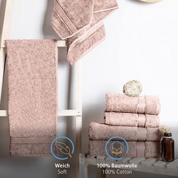 Komfortec Handtuch Set 100% Baumwolle, 4 Badetücher 70x140 und 4 Handtücher 50x100 cm, Frottee (Packung, 8-St), Badehandtuch & XXL Saunatuch, Weich, Towel, Groß
