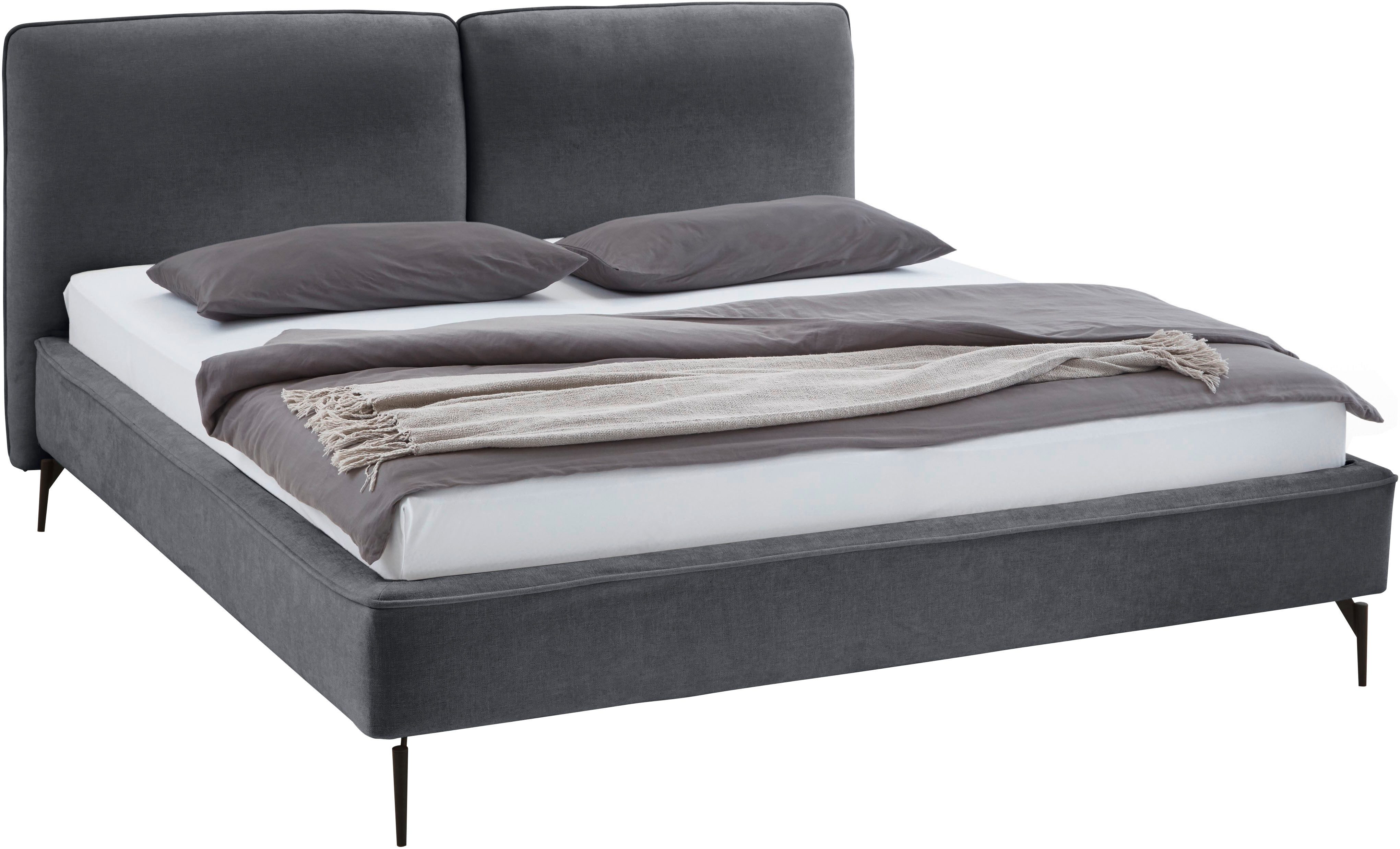 meise.möbel Polsterbett Infinity erhältlich in verschiedenen Farben und Breiten, mit schwarzen Metallfüßen