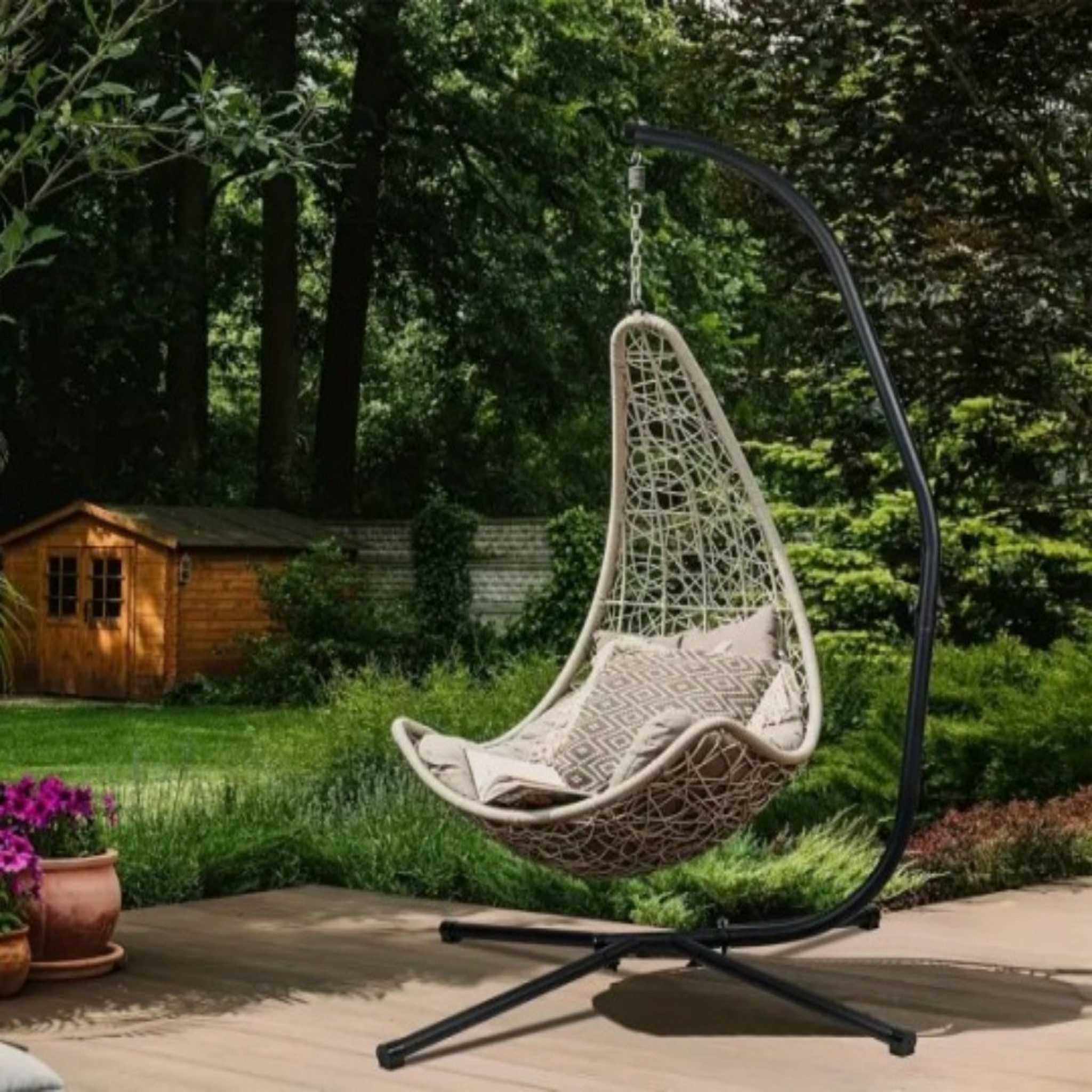 TLGREEN Hängestuhl Hängesesselgestell mit haken, Höhenverstellbar,bis 110 kg (Hängesitzständer für alle Arten von Stühlen), Gestell Hängesessel für Balkon,Terrasse,Garten
